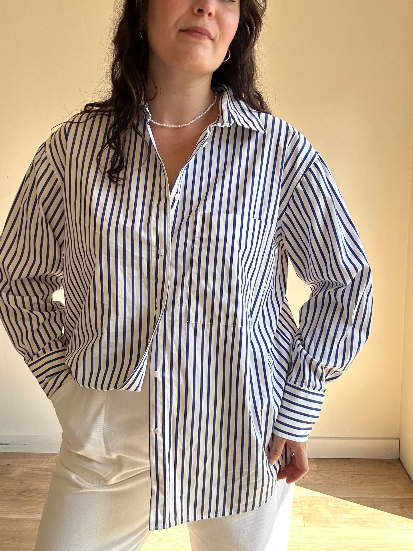 M&S Pure Cotton Stripe Shirt, 14