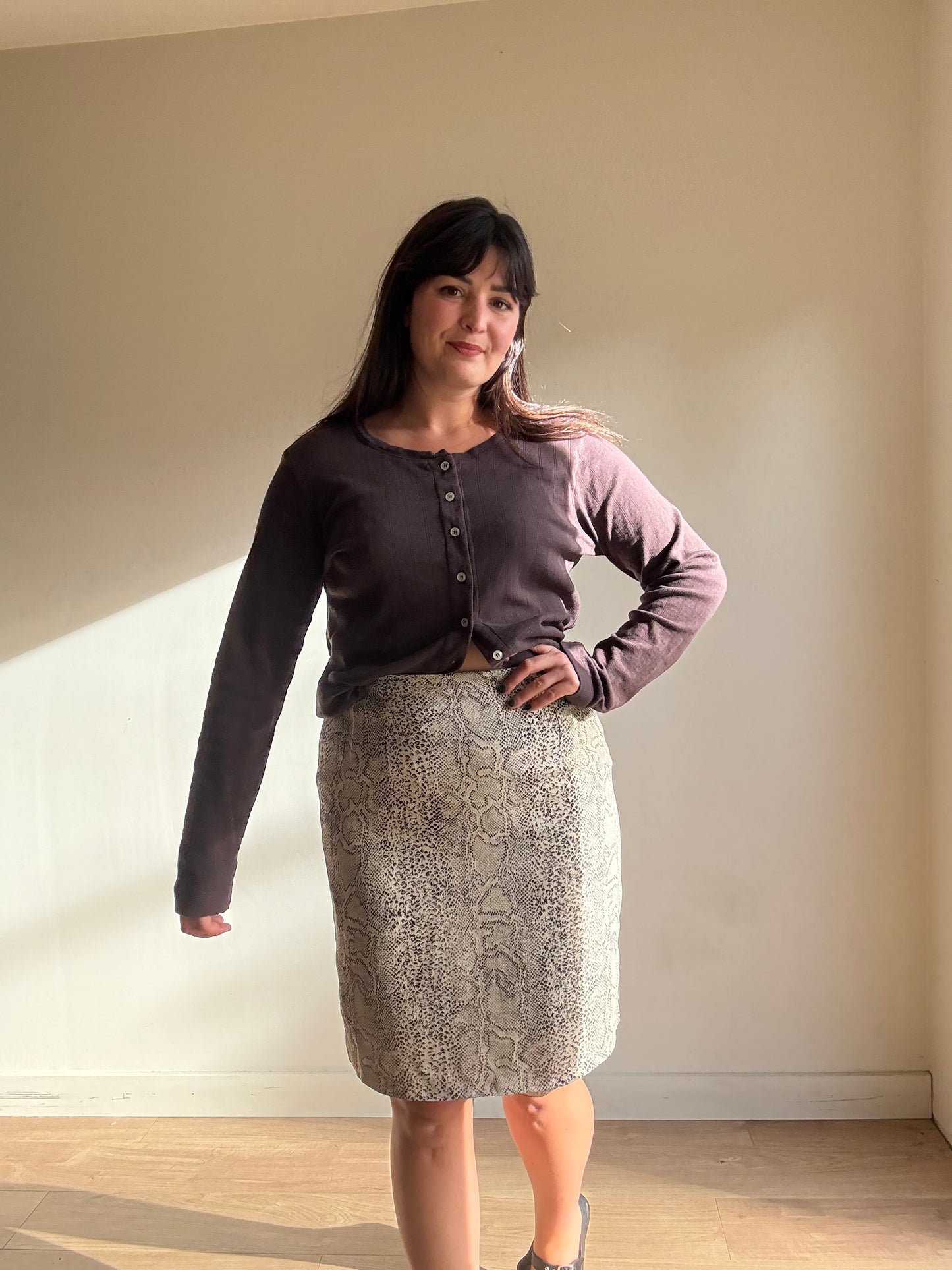 Vintage Snakeprint Straight Skirt, 12-14