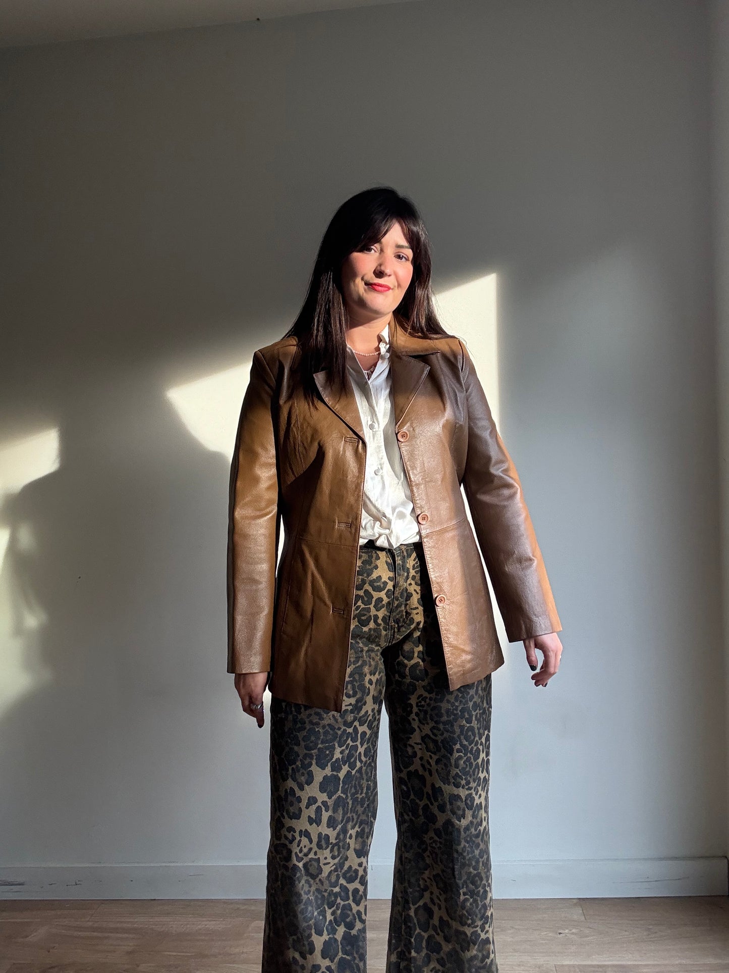 Vintage Genuine Leather Grained Jacket, S