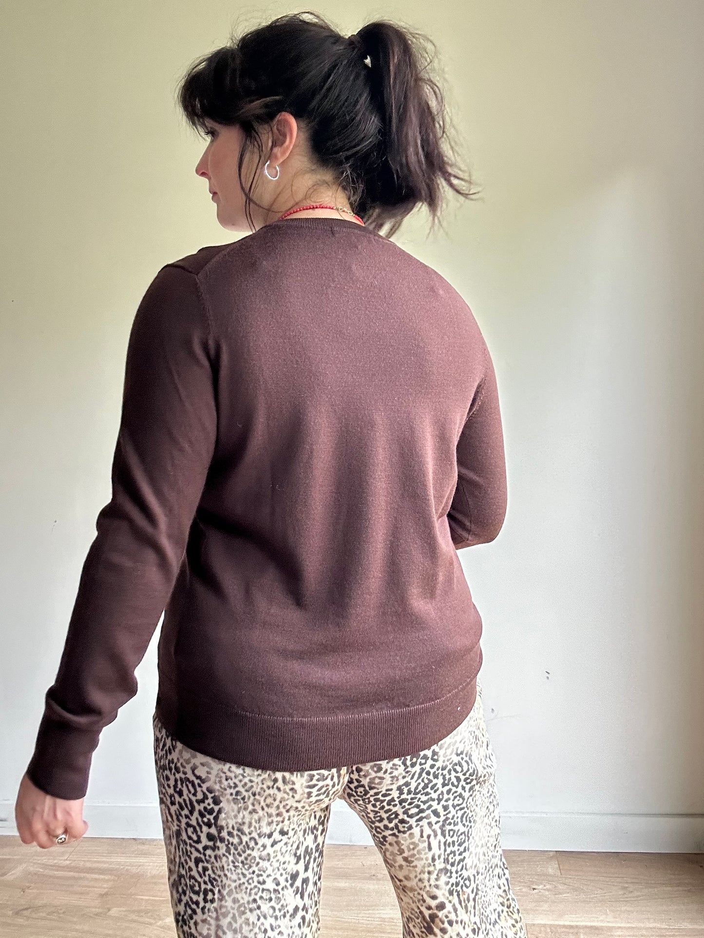 Brown Uniqlo Pure Wool Crew Neck Top, L