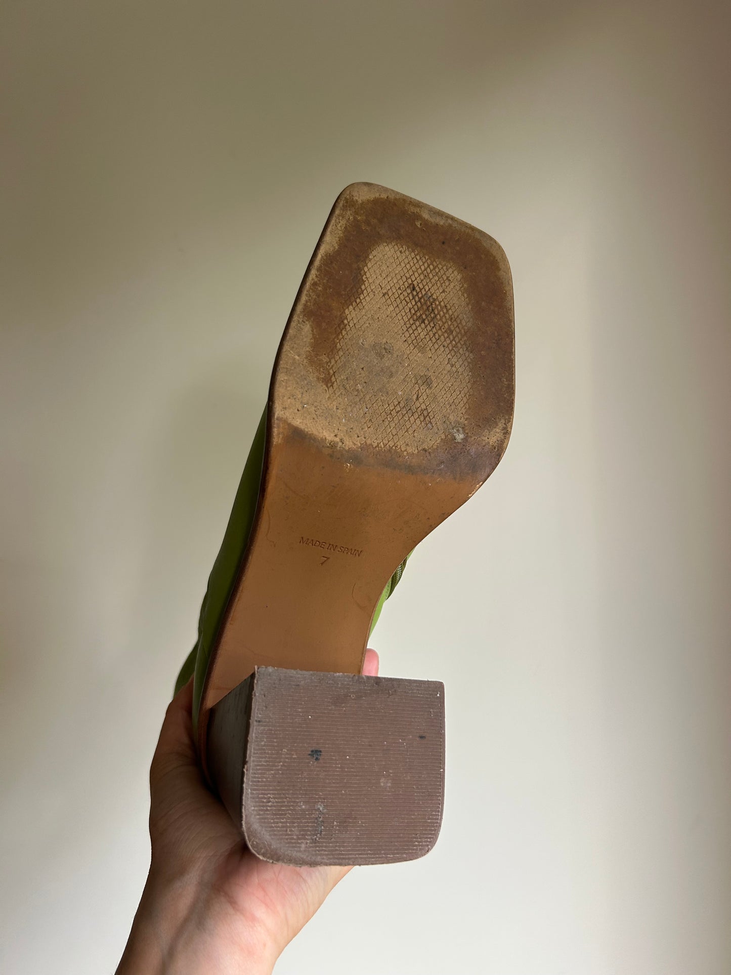 Green Asos Leather Square Toe Boots, 7