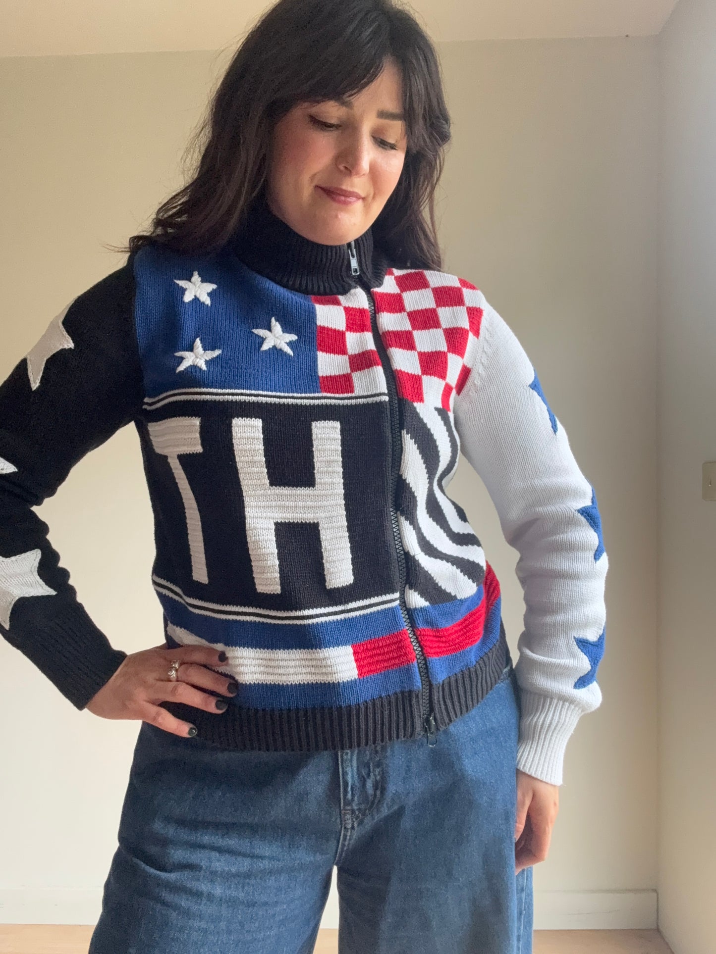 Tommy Hilfiger Star and Stripes Zip Up Knit, S-M