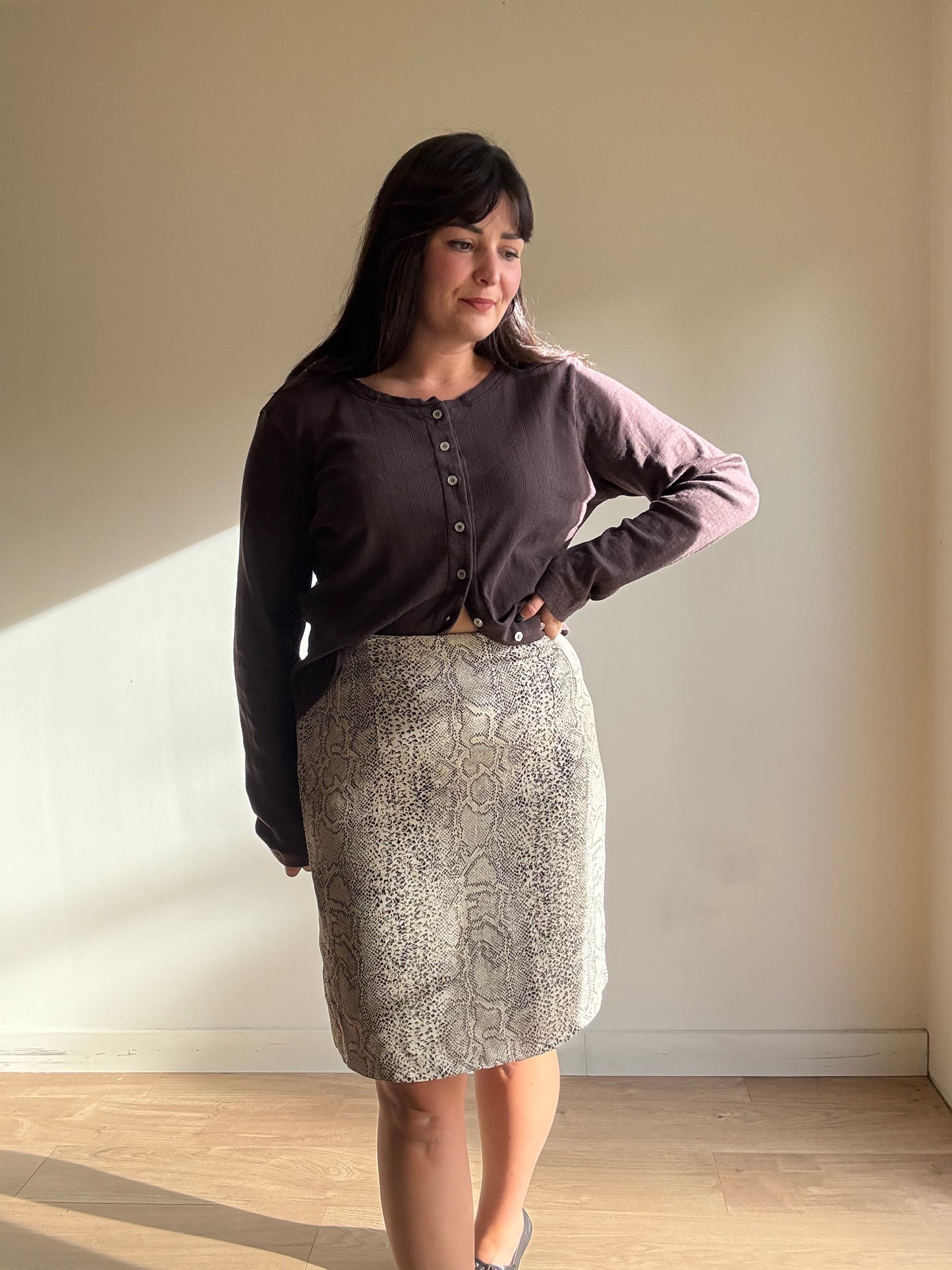 Vintage Snakeprint Straight Skirt, 12-14