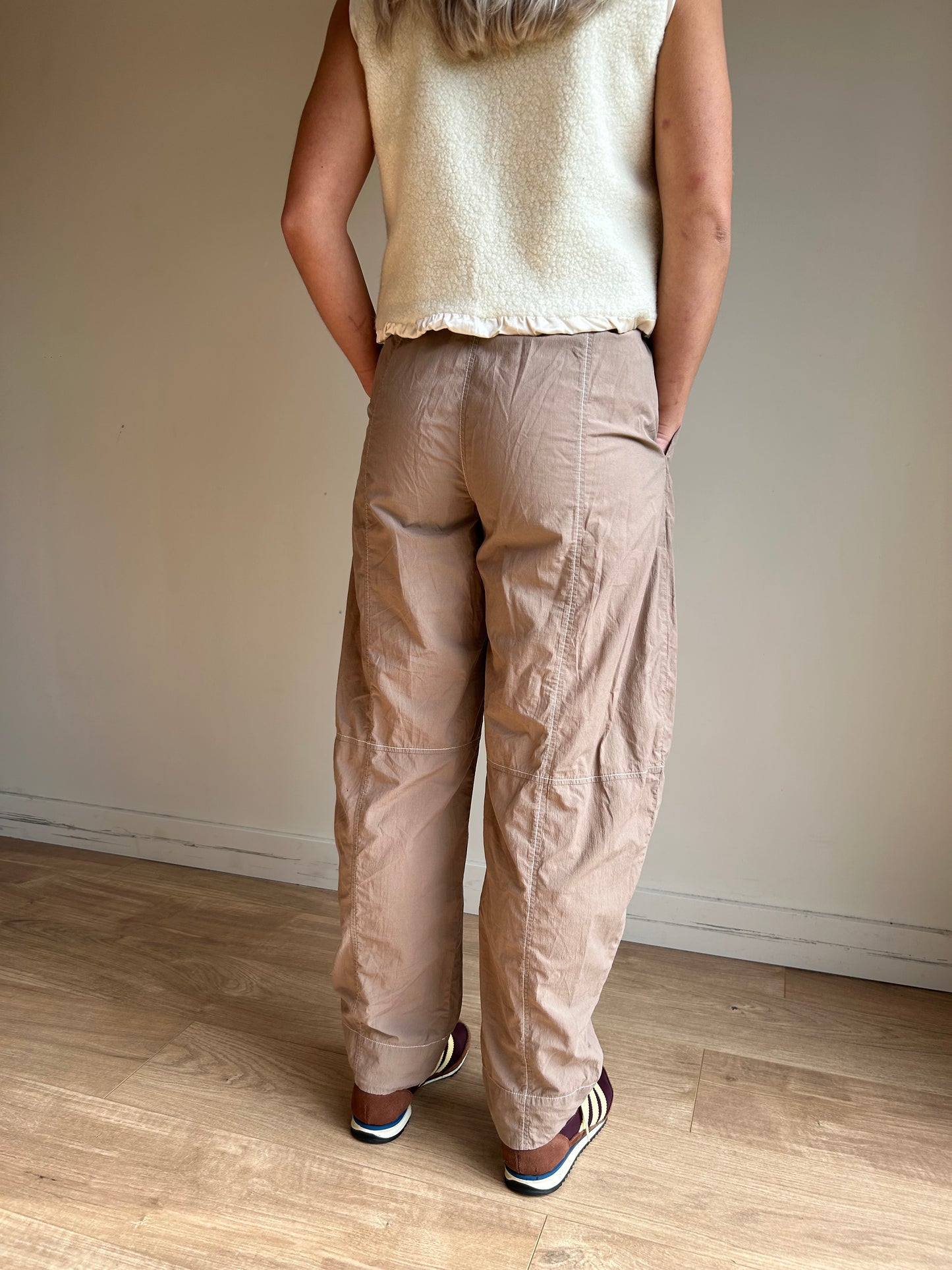 Ganni Barrell Leg Contrast Stitch Trousers, 36