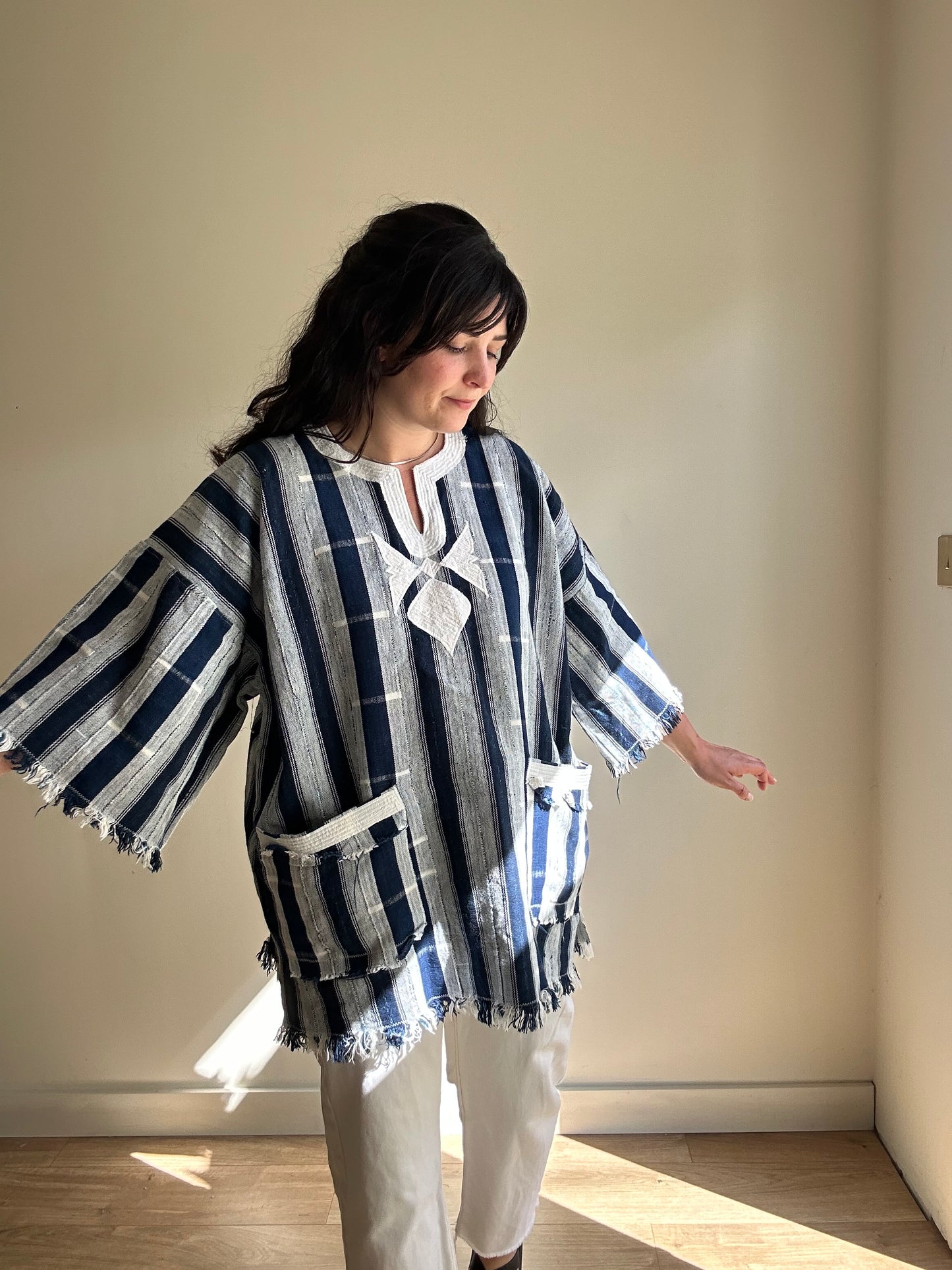 Authentic Kenyan Stripe Cotton Top, One Size