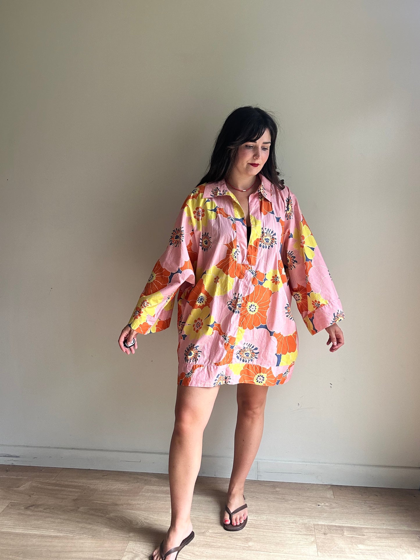 Zara Printed Cotton Tunic Top, XXL