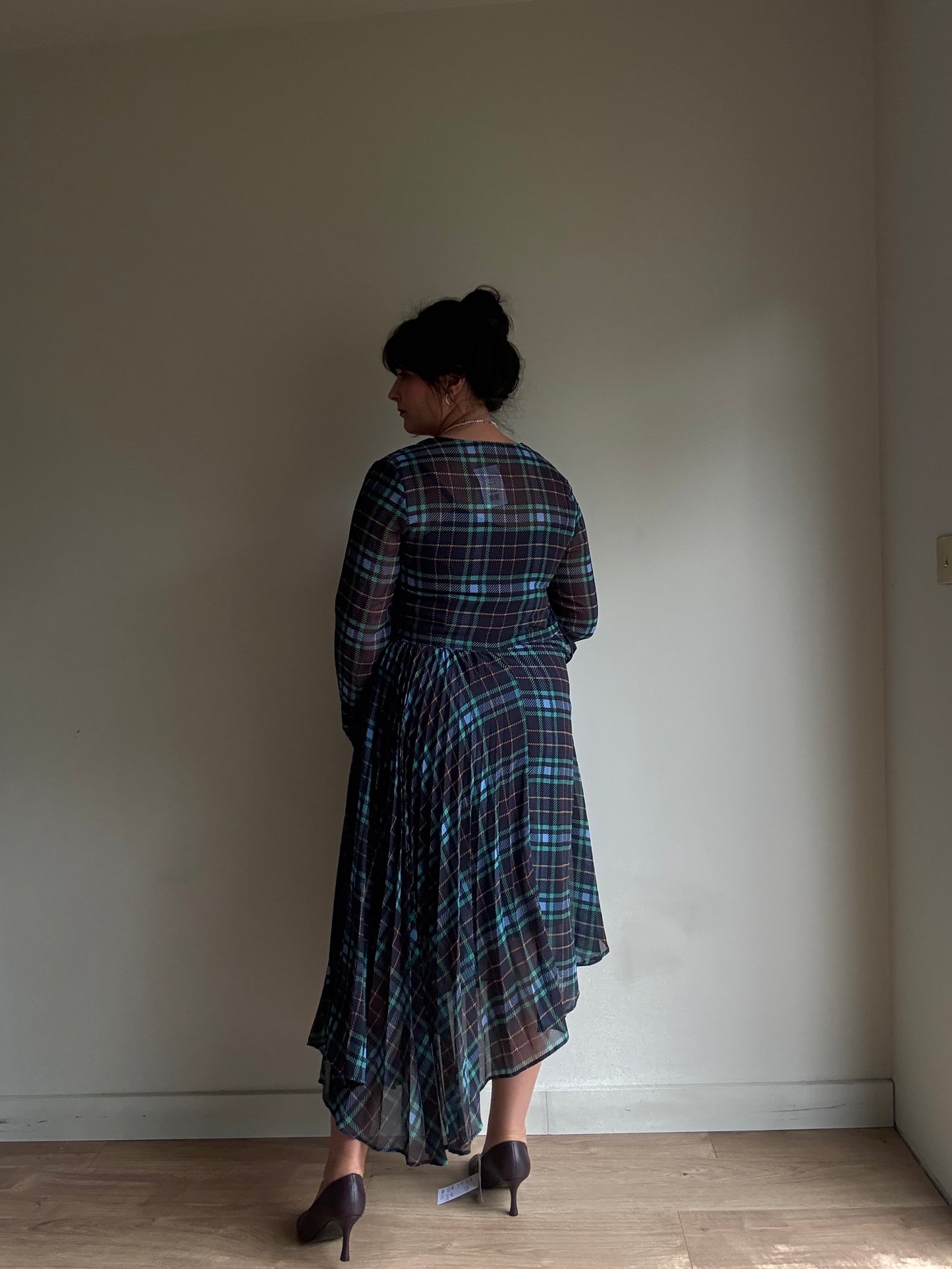 M&S NEW Plaid Midi Dress, 12