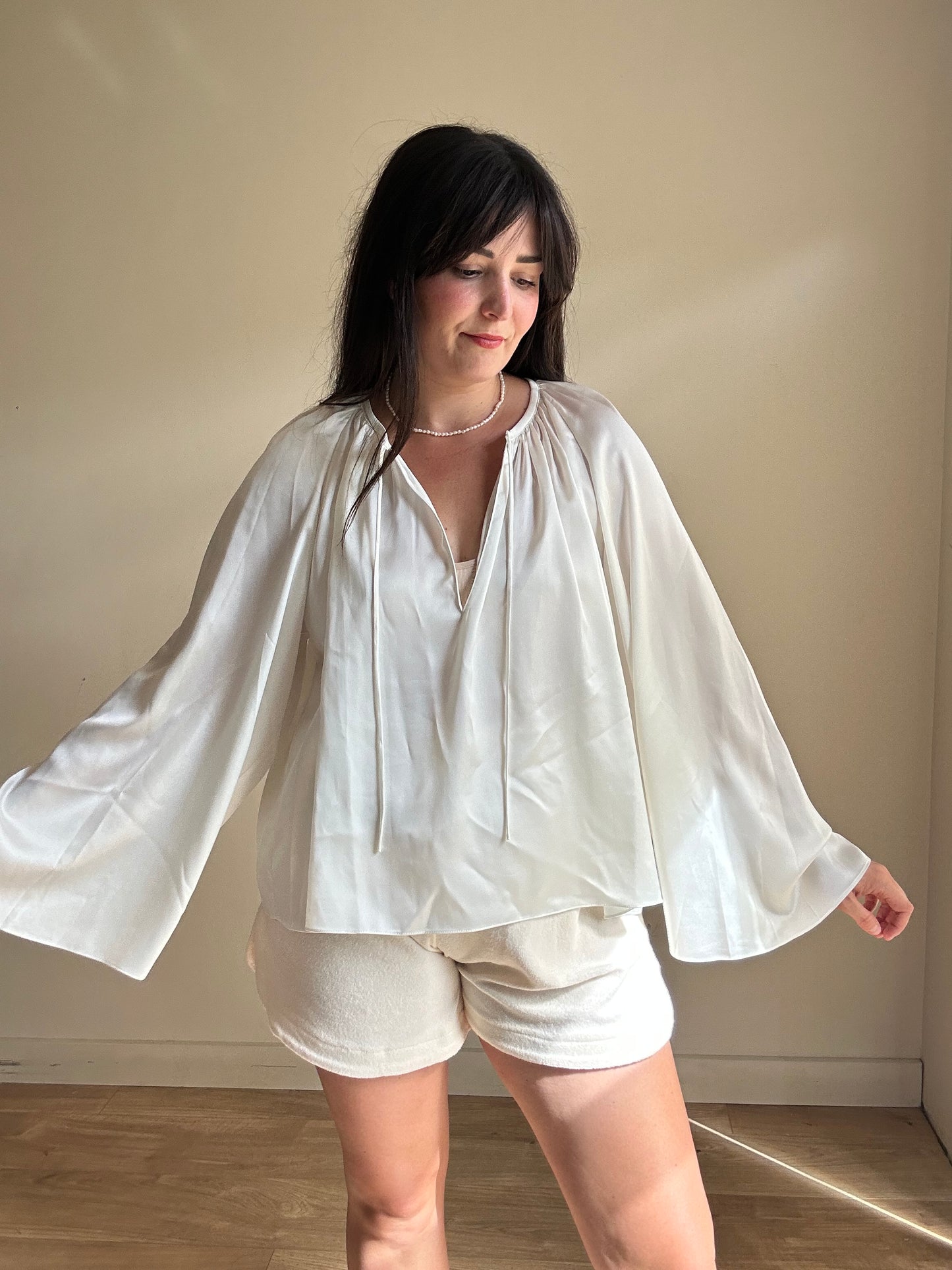 Frame Satin Flowy Blouse, L