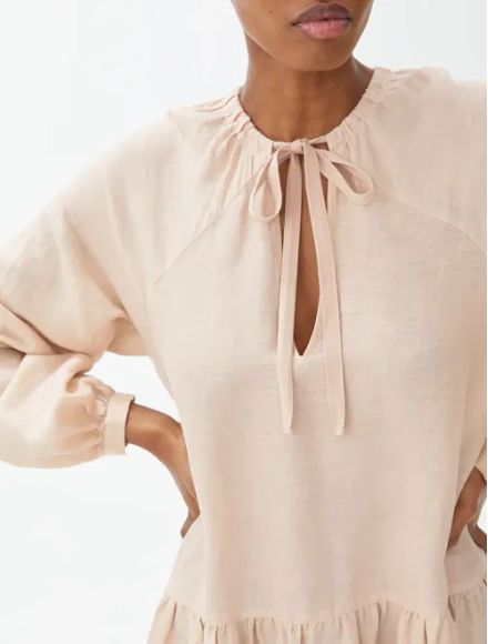 Blush Arket Linen Tiered Floaty Dress, S/M