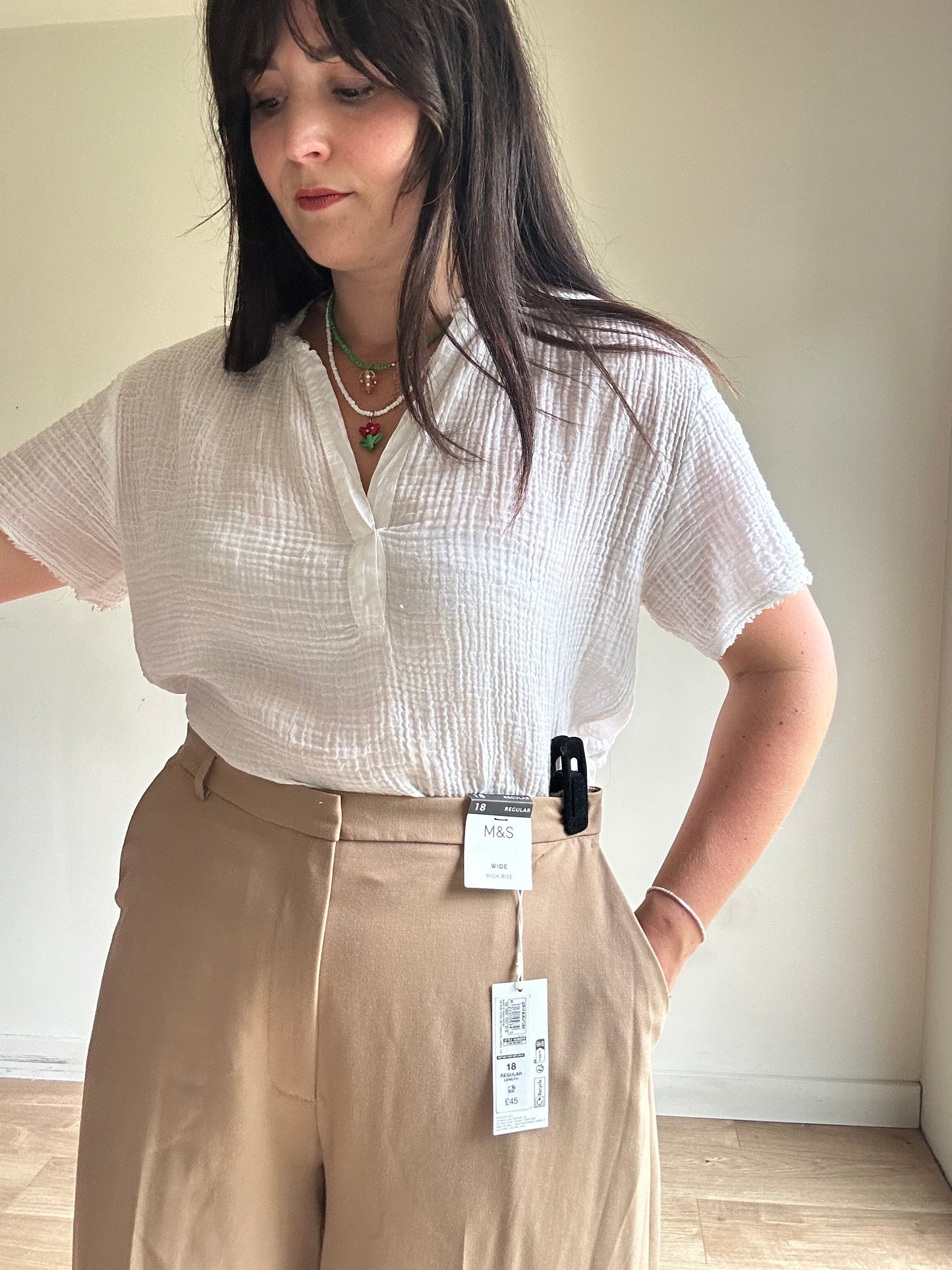 M&S NEW Wide High Rise Trousers, 18
