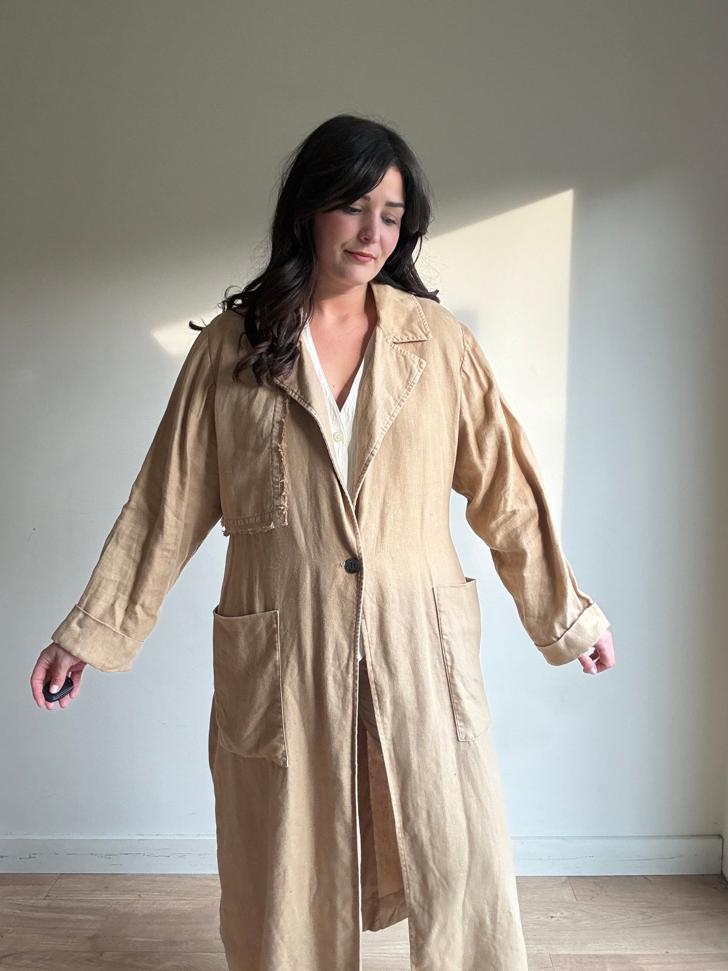 Raquel Allegra Pure Linen Duster Coat, 2 (M/L)