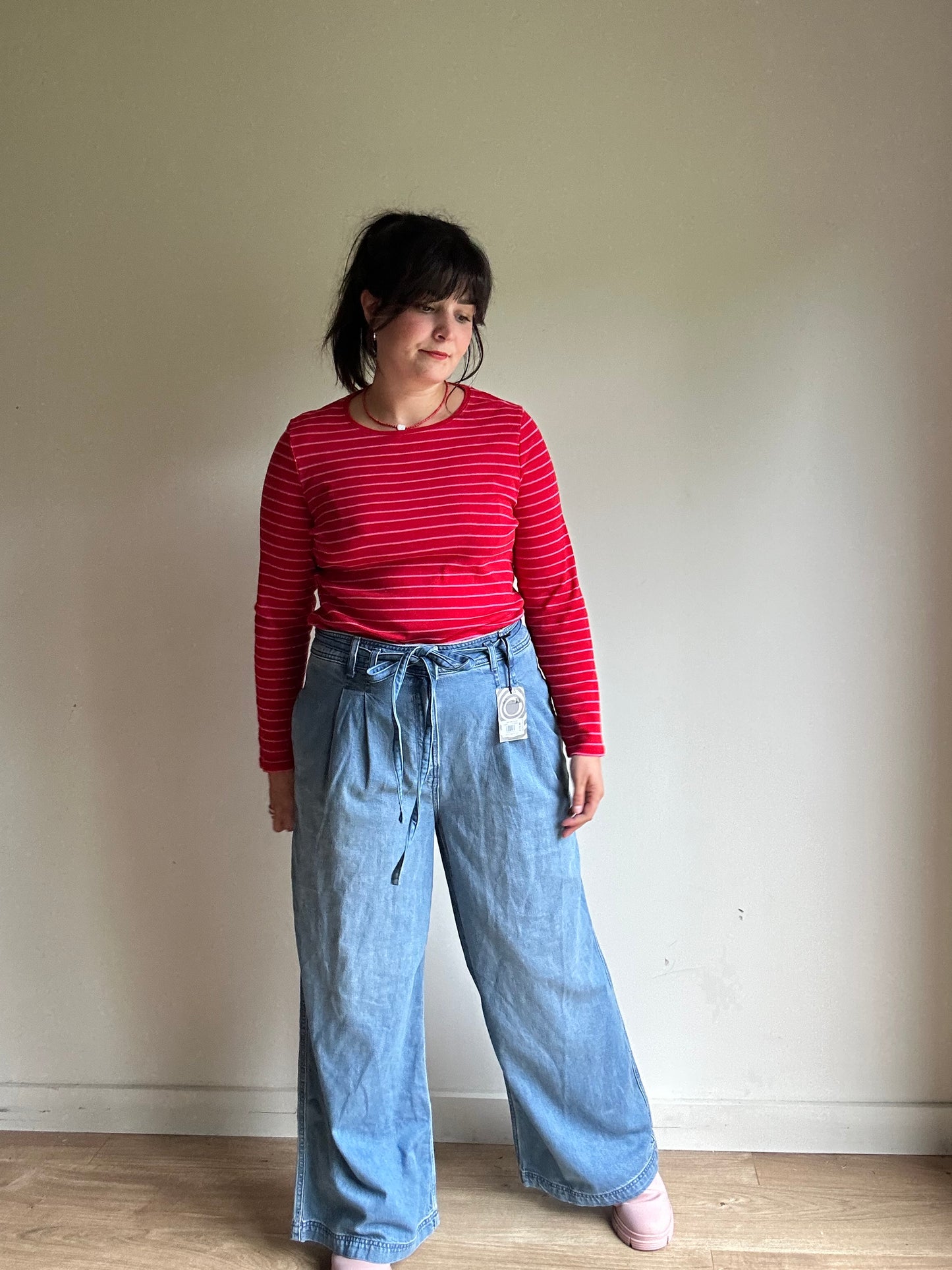 Red & Pink M&S Striped Cotton T-Shirt