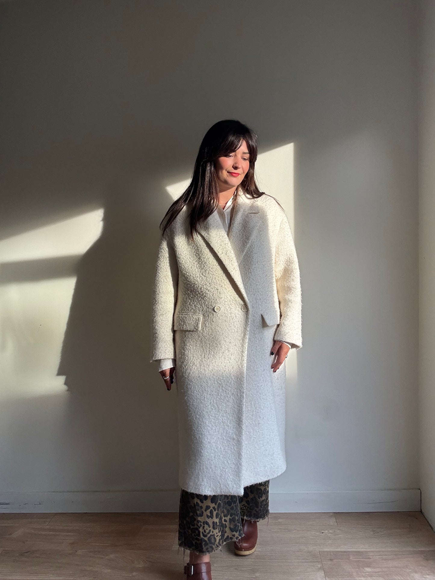 Zara Wool Mix Boucle Tailored Coat, L