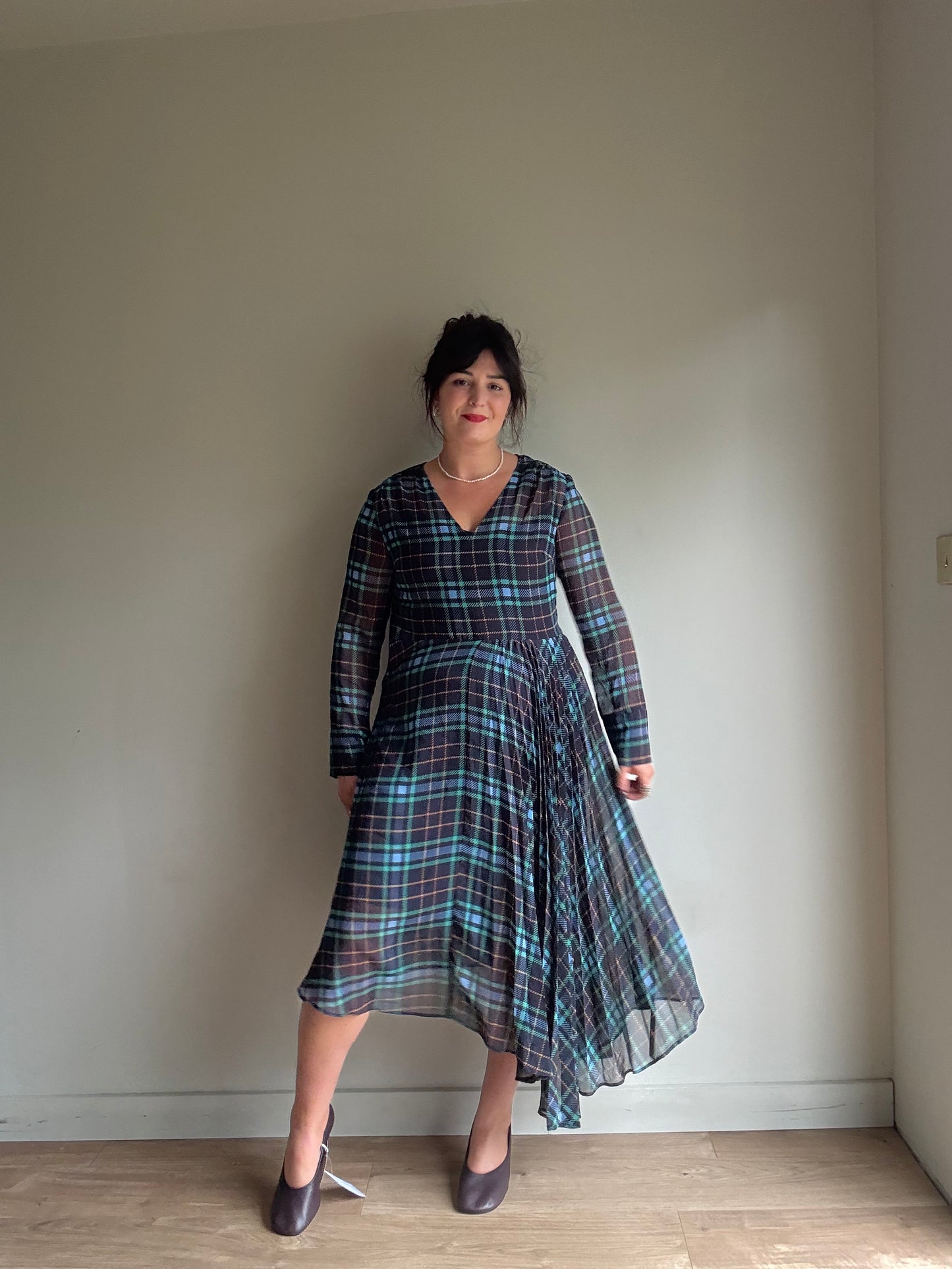 M&S NEW Plaid Midi Dress, 12
