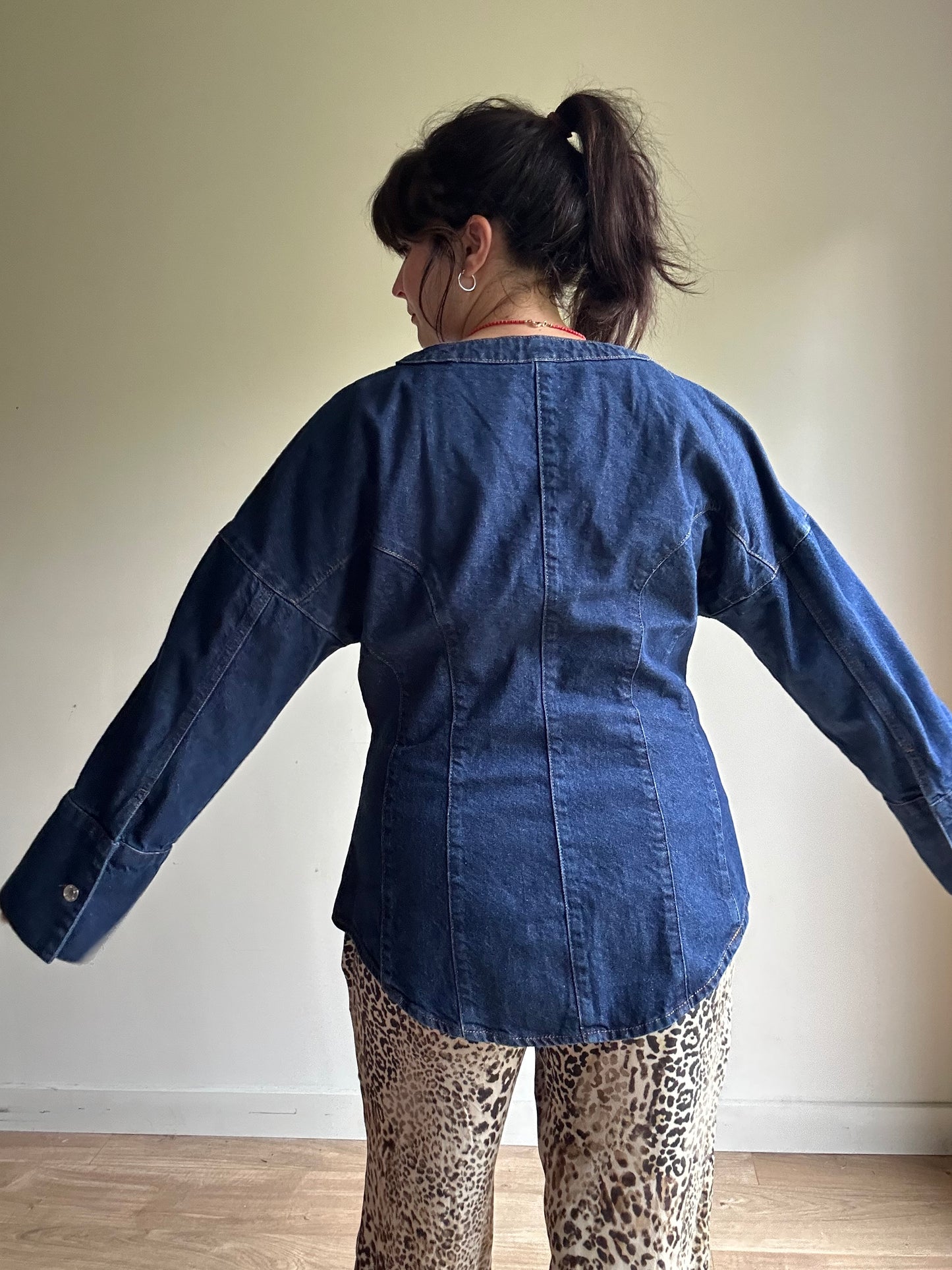 ASOS Design Cinched Denim Shirt Jacket, L-XL