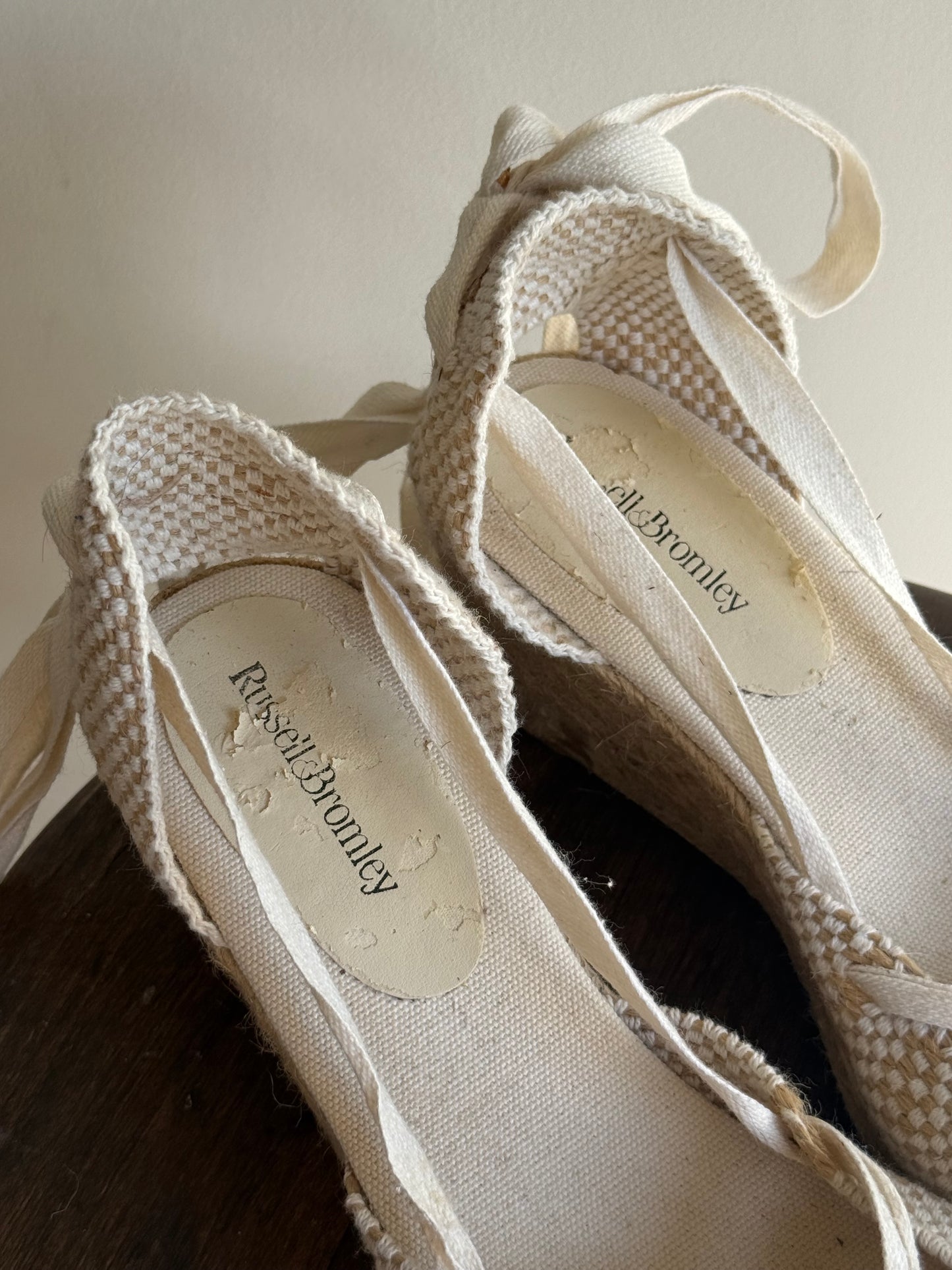 Russell & Bromley Woven Cotton Espadrille Wedges, 38