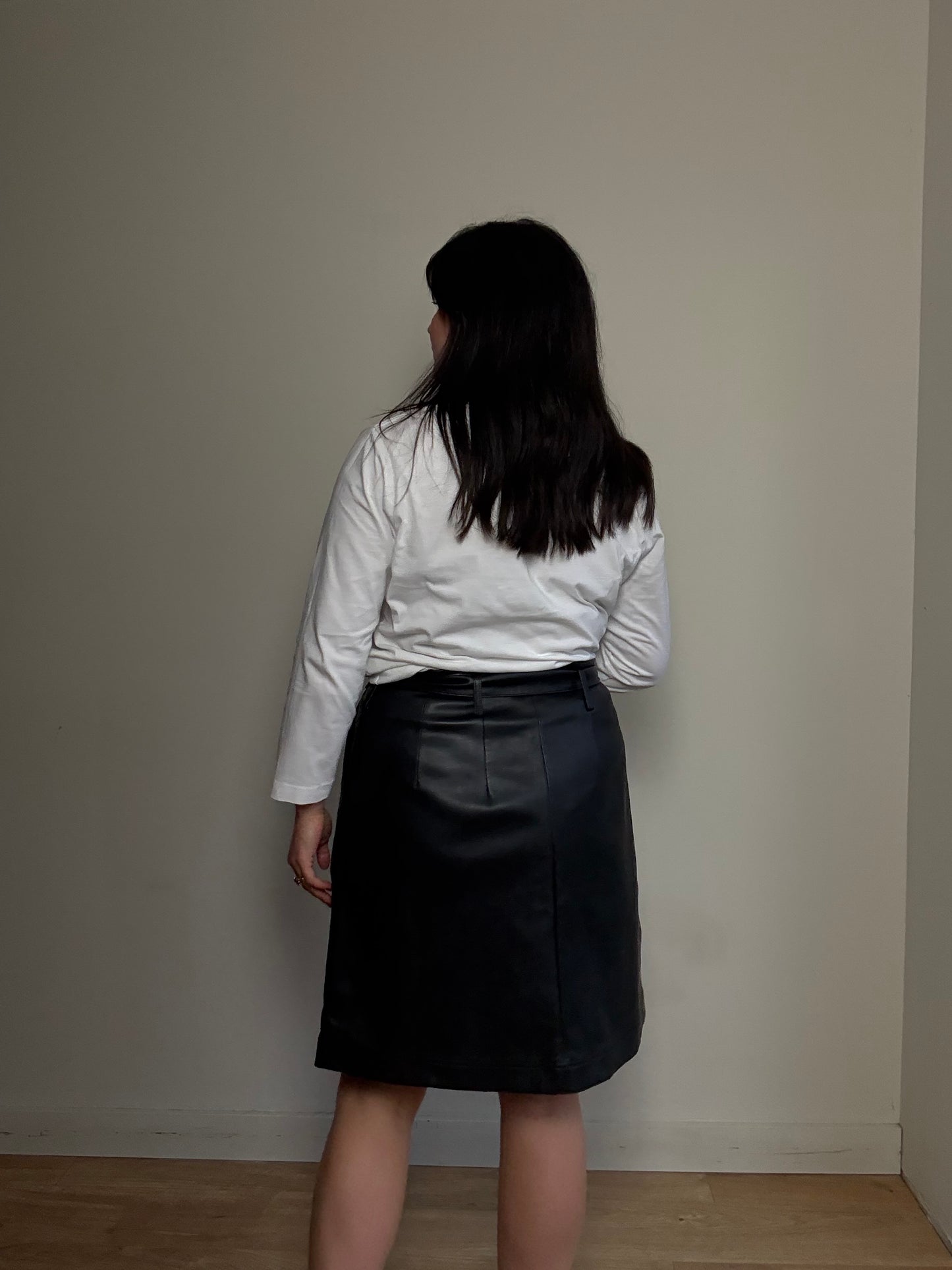 Black M&S NEW Faux Leather Skirt, 16