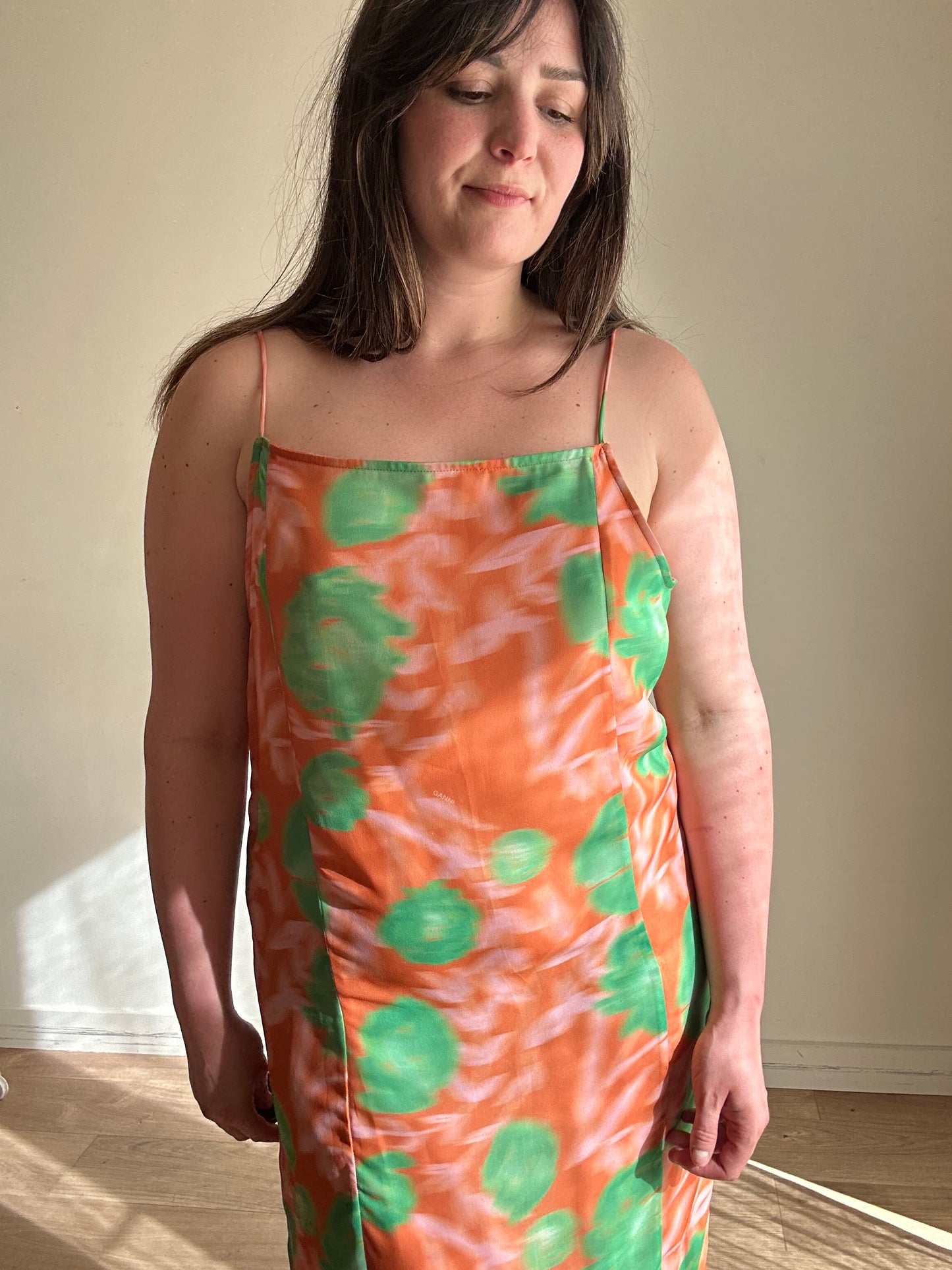 Ganni Crepe Printed Midi Dress, 42