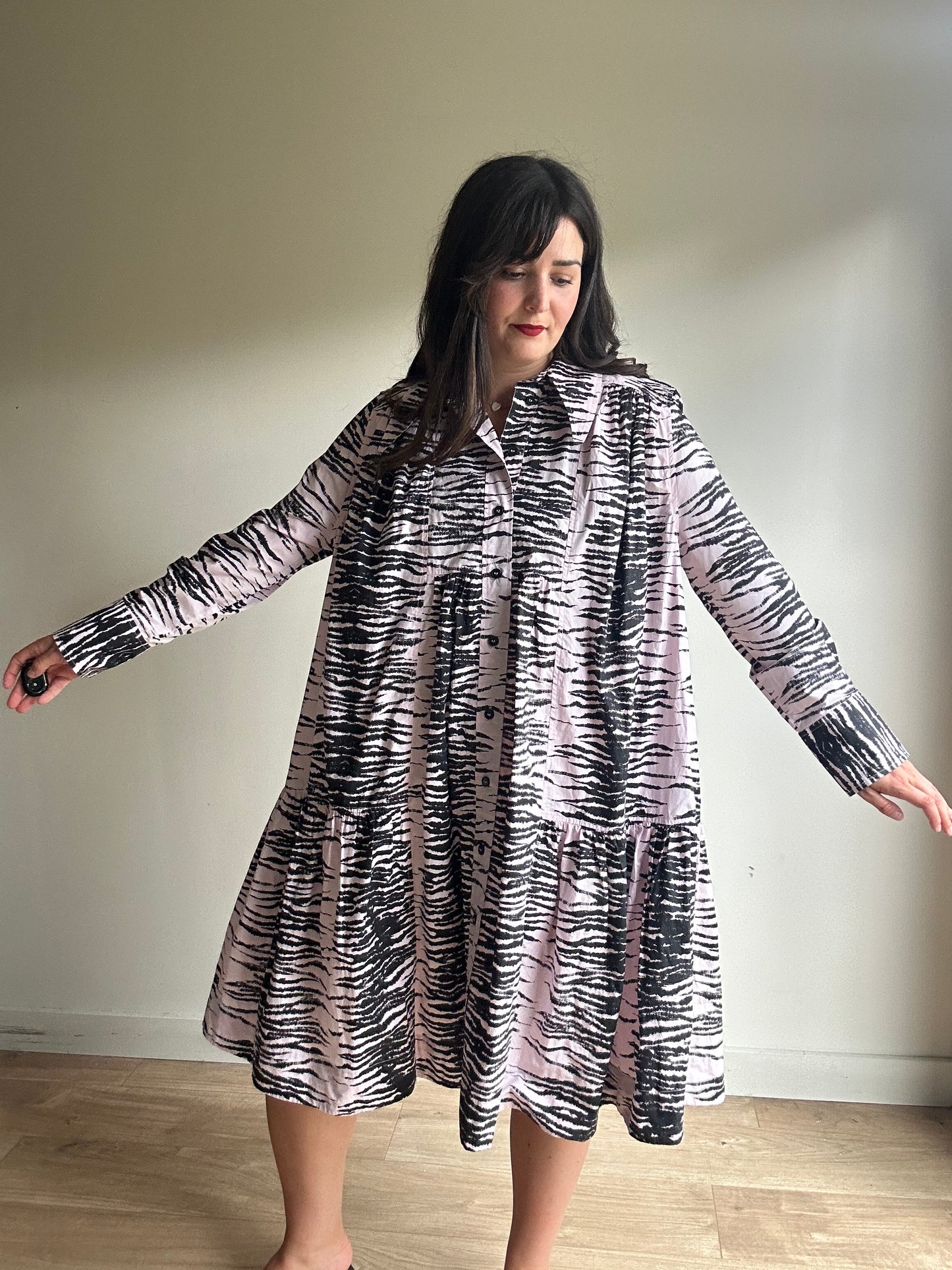 Ganni Tiger Print Cotton Dress, 38