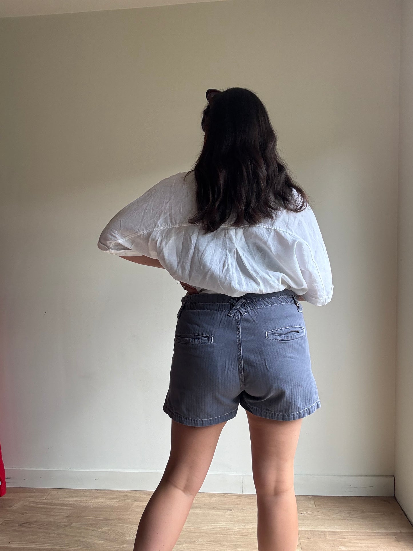 Seventy + Mochi Contrast Stitch Shorts, L