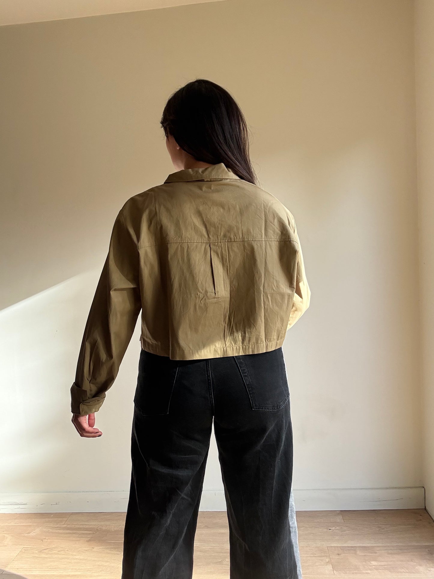 H&M Pure Cotton Cropped Shirt, L