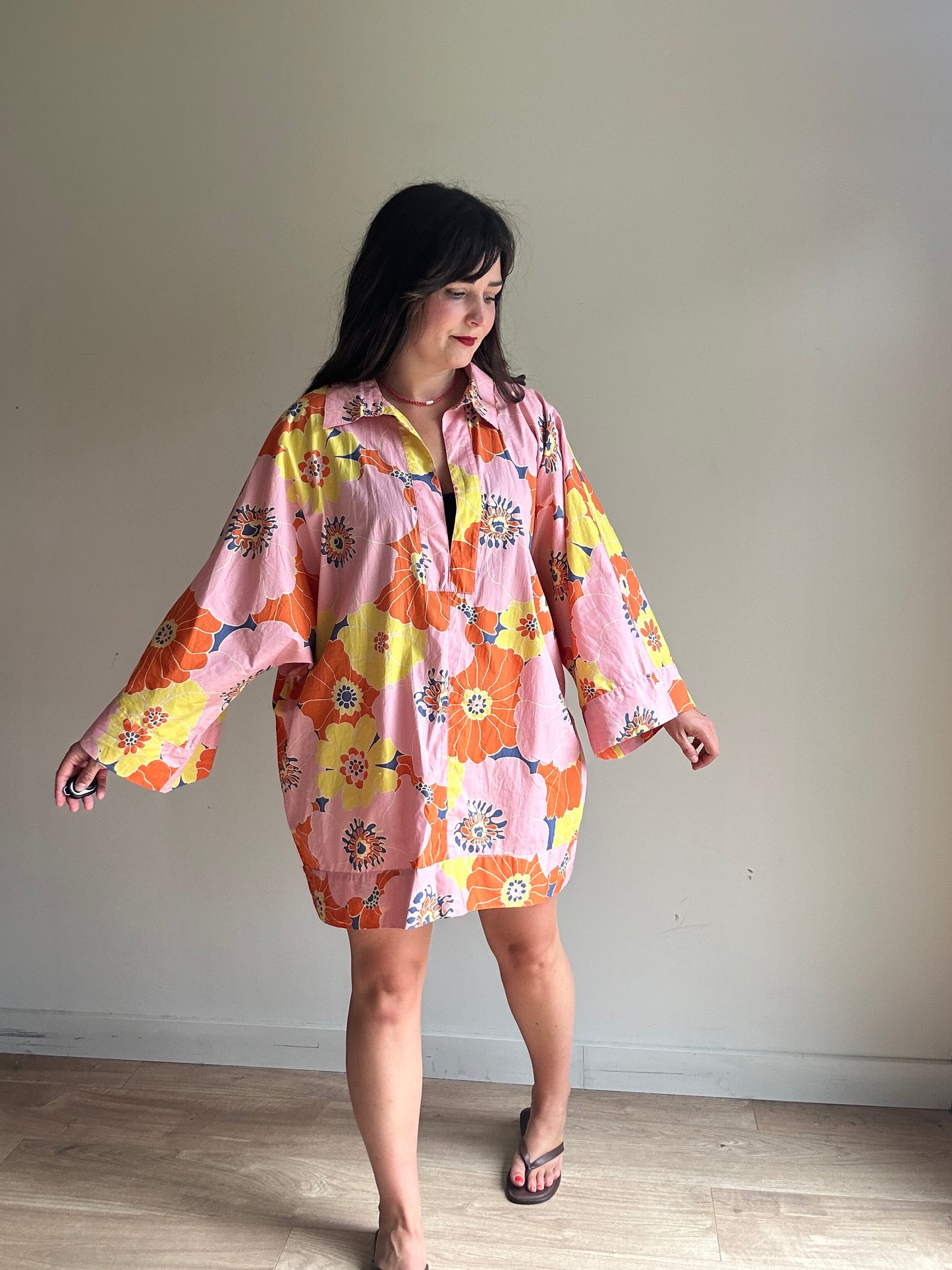 Zara Printed Cotton Tunic Top, XXL