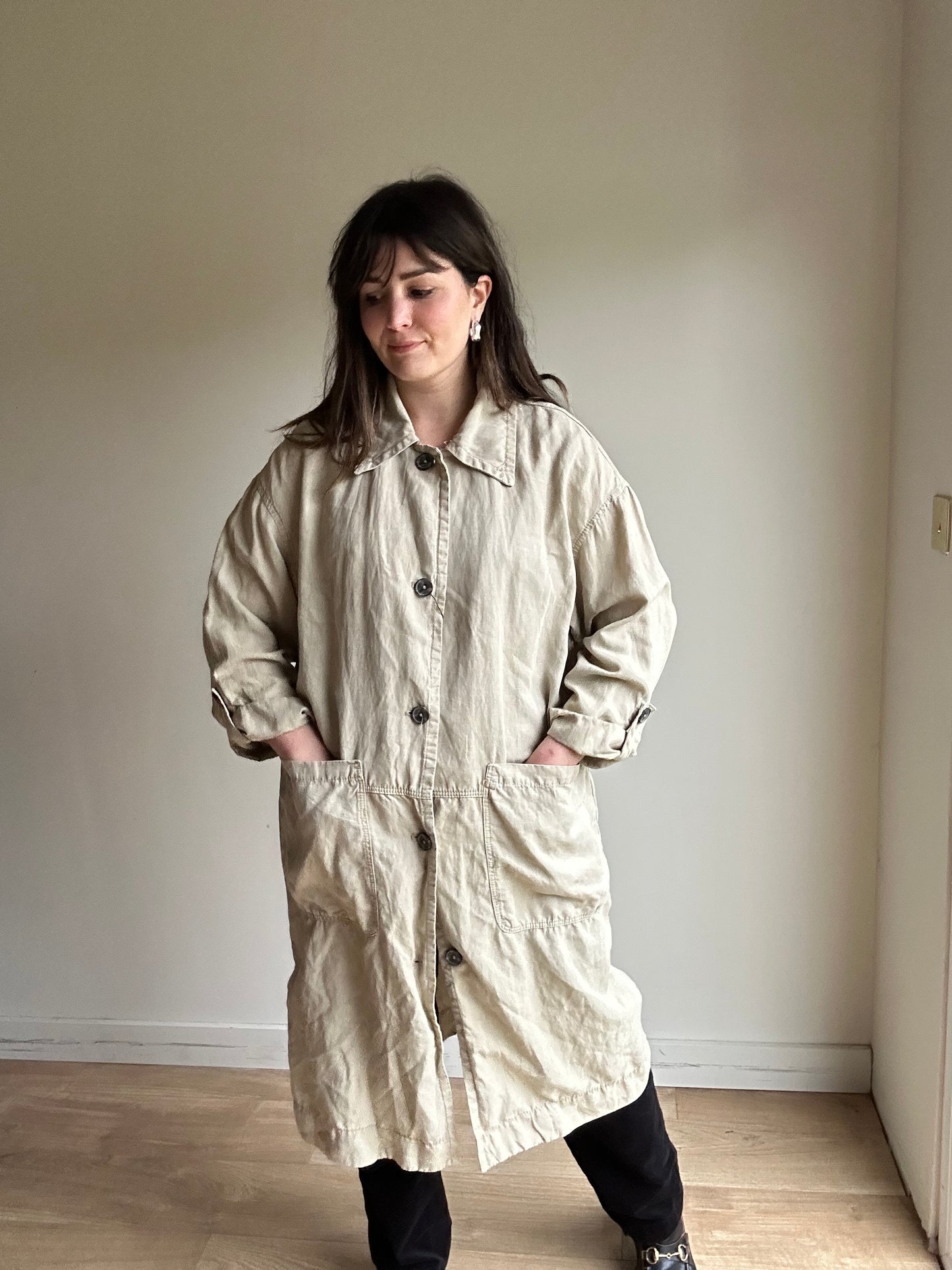 NEW Zara Linen Duster Coat - Sizs M/L
