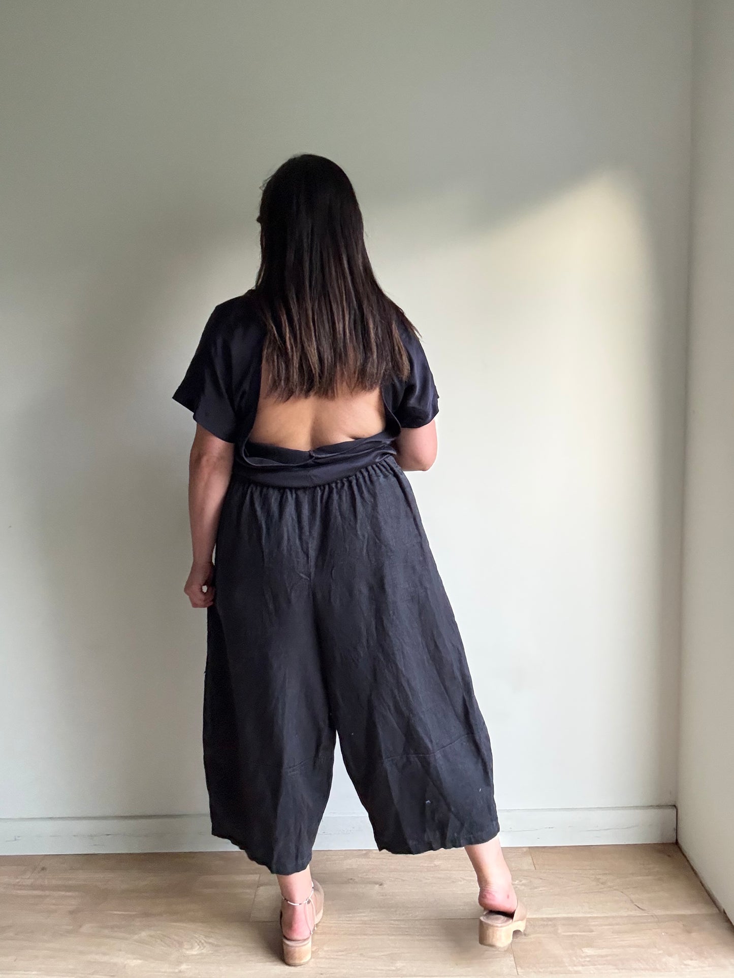 Linen Barrel Leg Trousers, L-XL