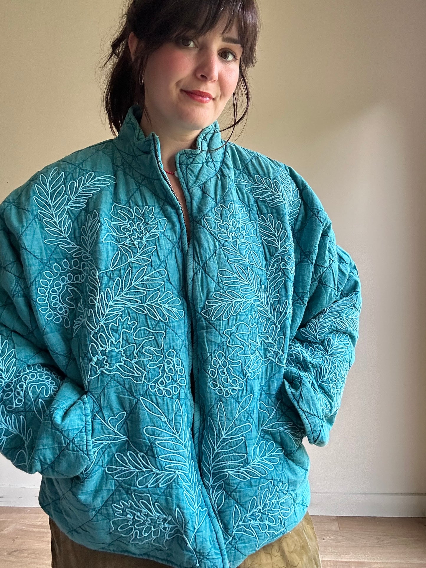 East Embroidered Quilted Jacket, XL
