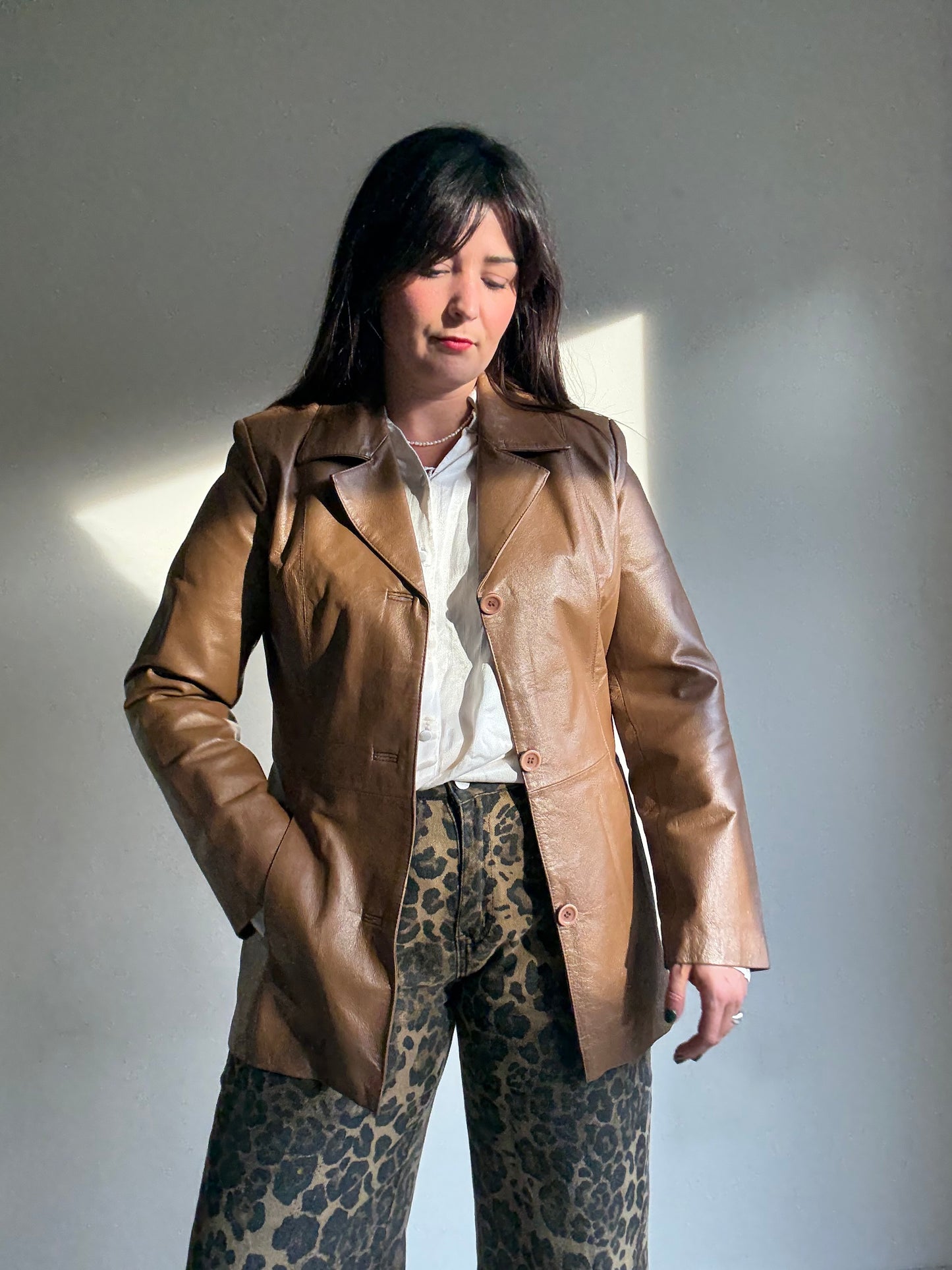 Vintage Genuine Leather Grained Jacket, S