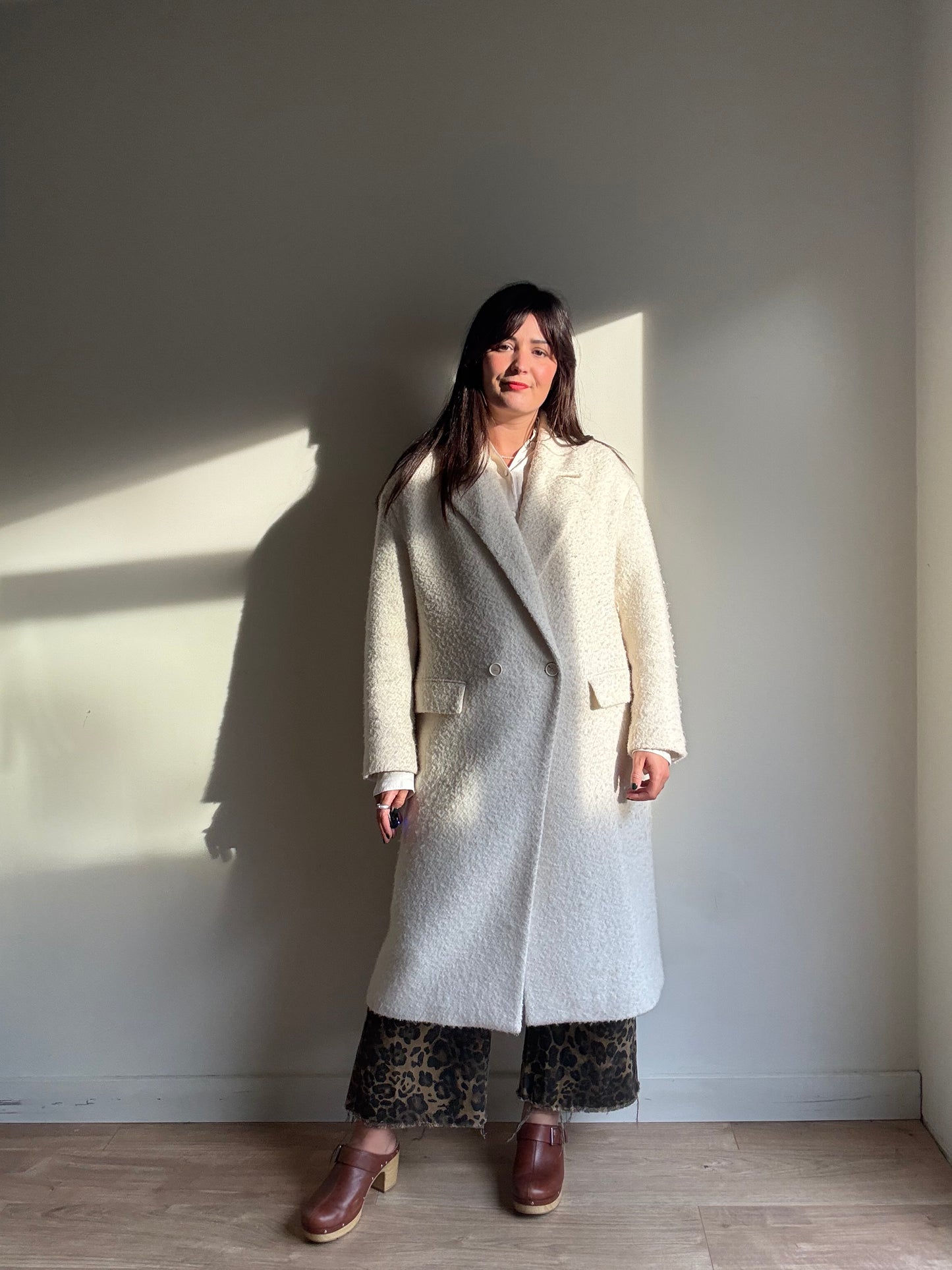 Zara Wool Mix Boucle Tailored Coat, L