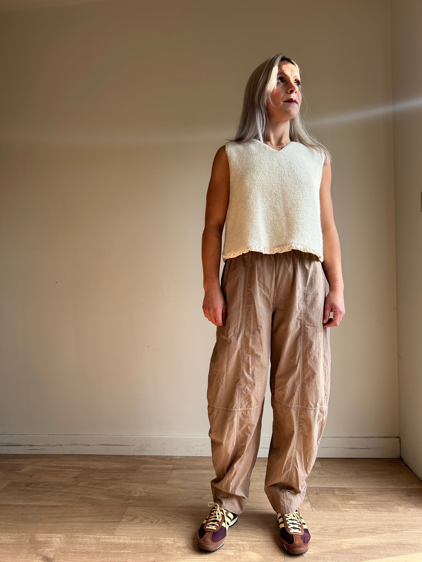 Ganni Barrell Leg Contrast Stitch Trousers, 36