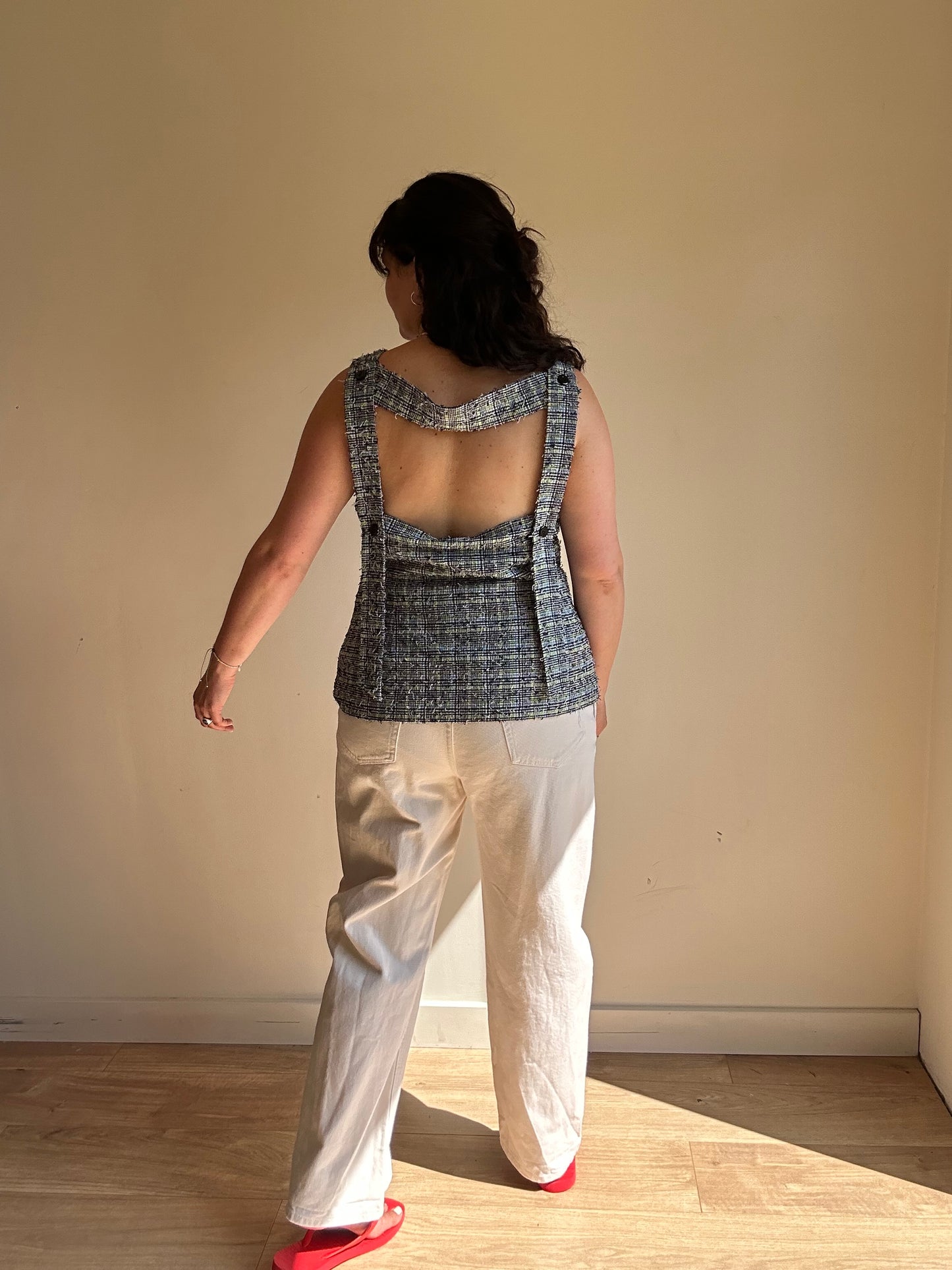 Stine Goya Textured Check Waistcoat Top, XL