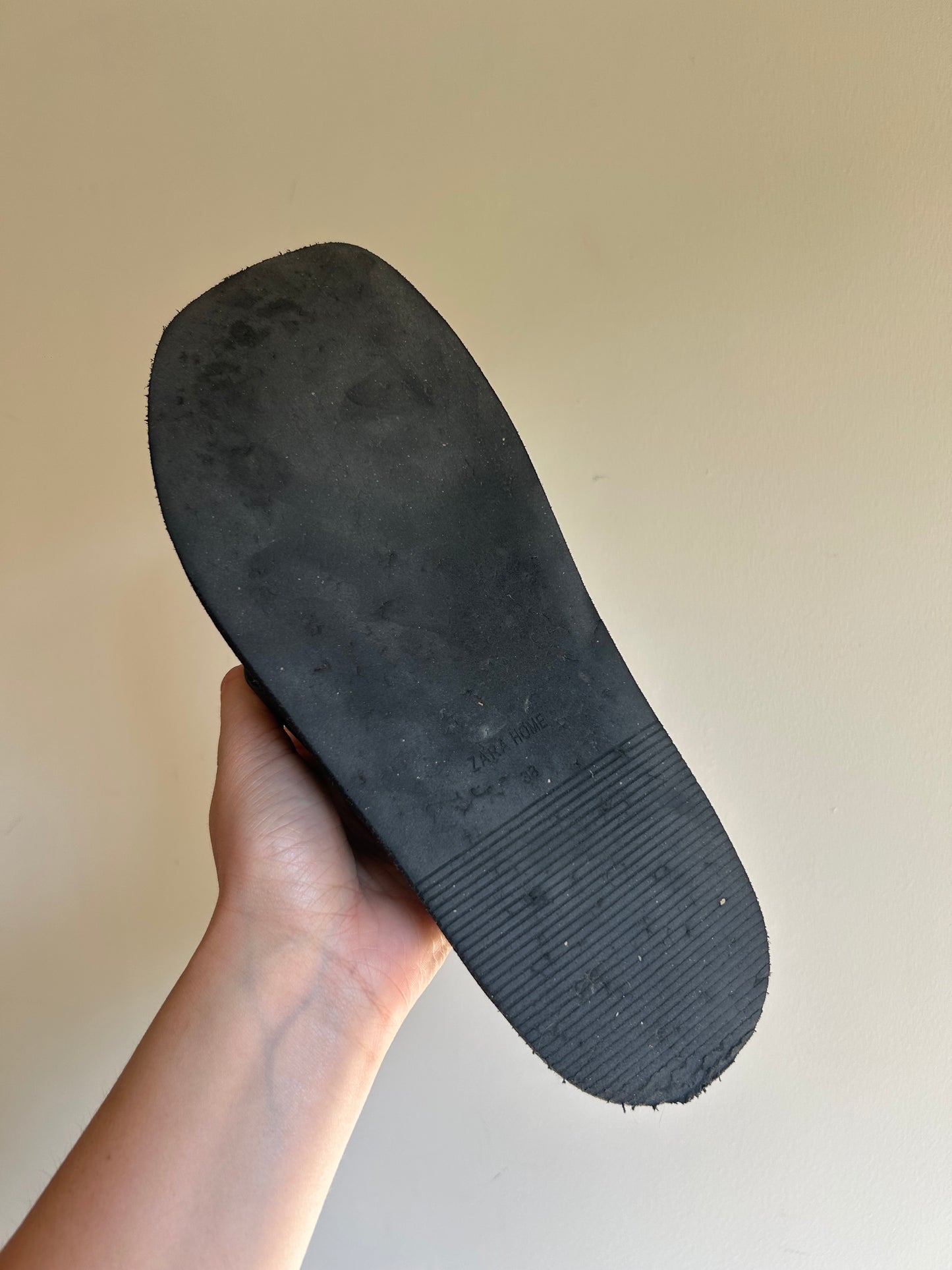 Black Zara Faux Leather Sliders, 38