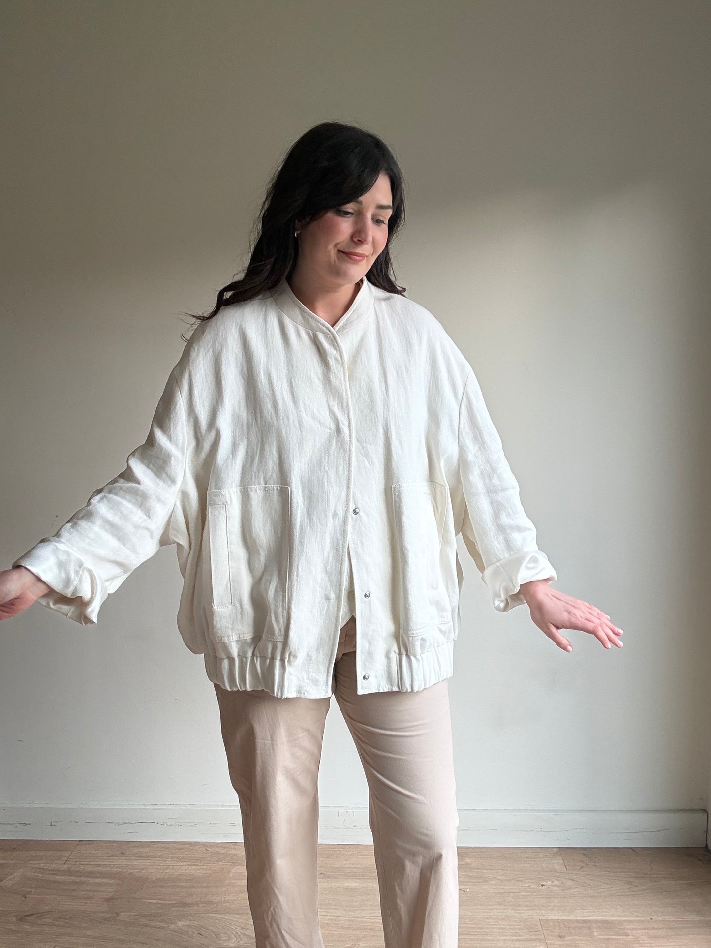 Zara Linen & Cotton Bomber, L