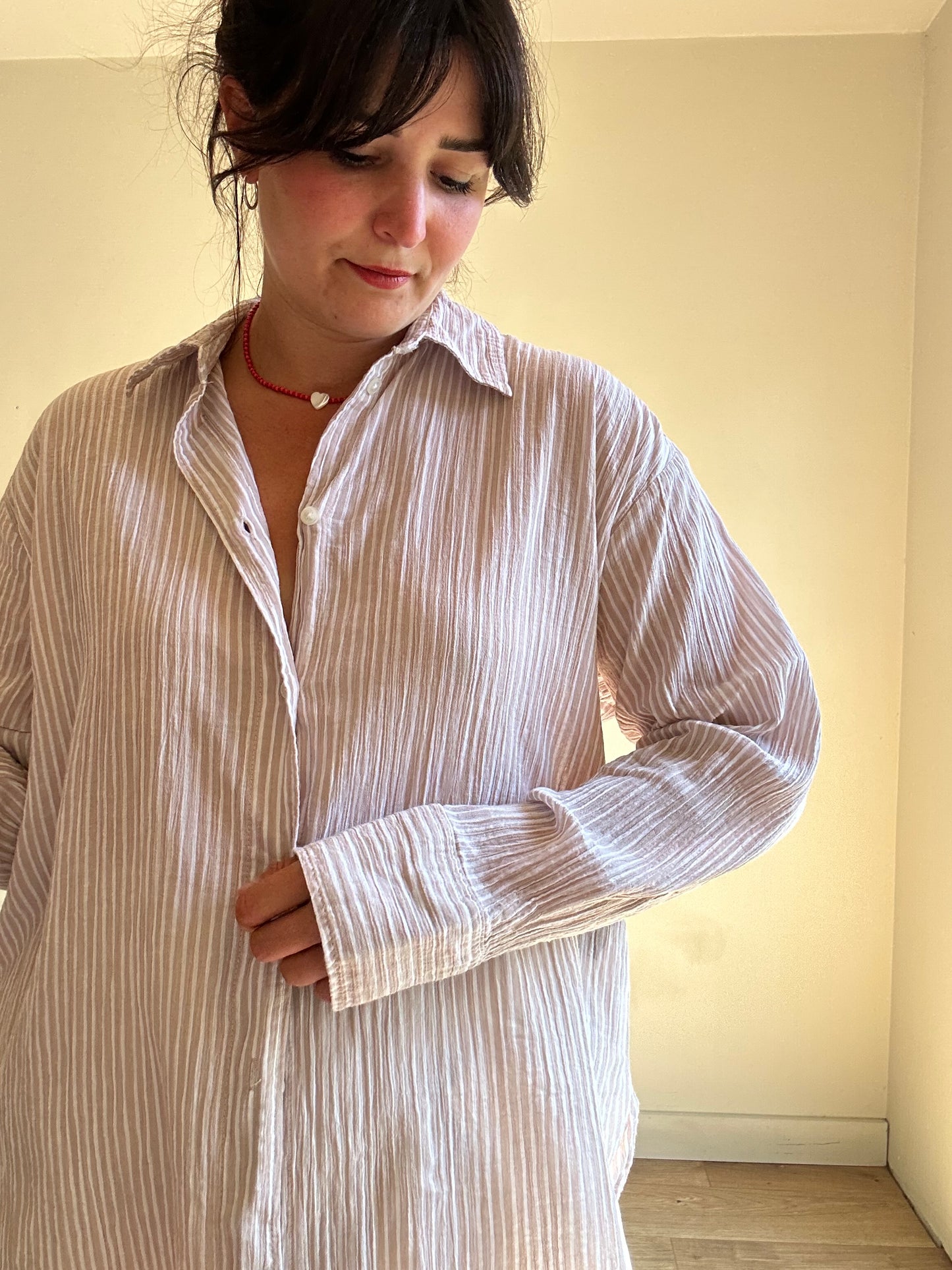H&M Crinkle Stripe Shirt, M