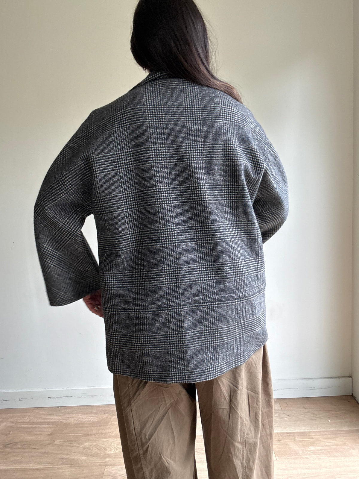 Sandro Wool Mix Check Jacket, 36 - Small