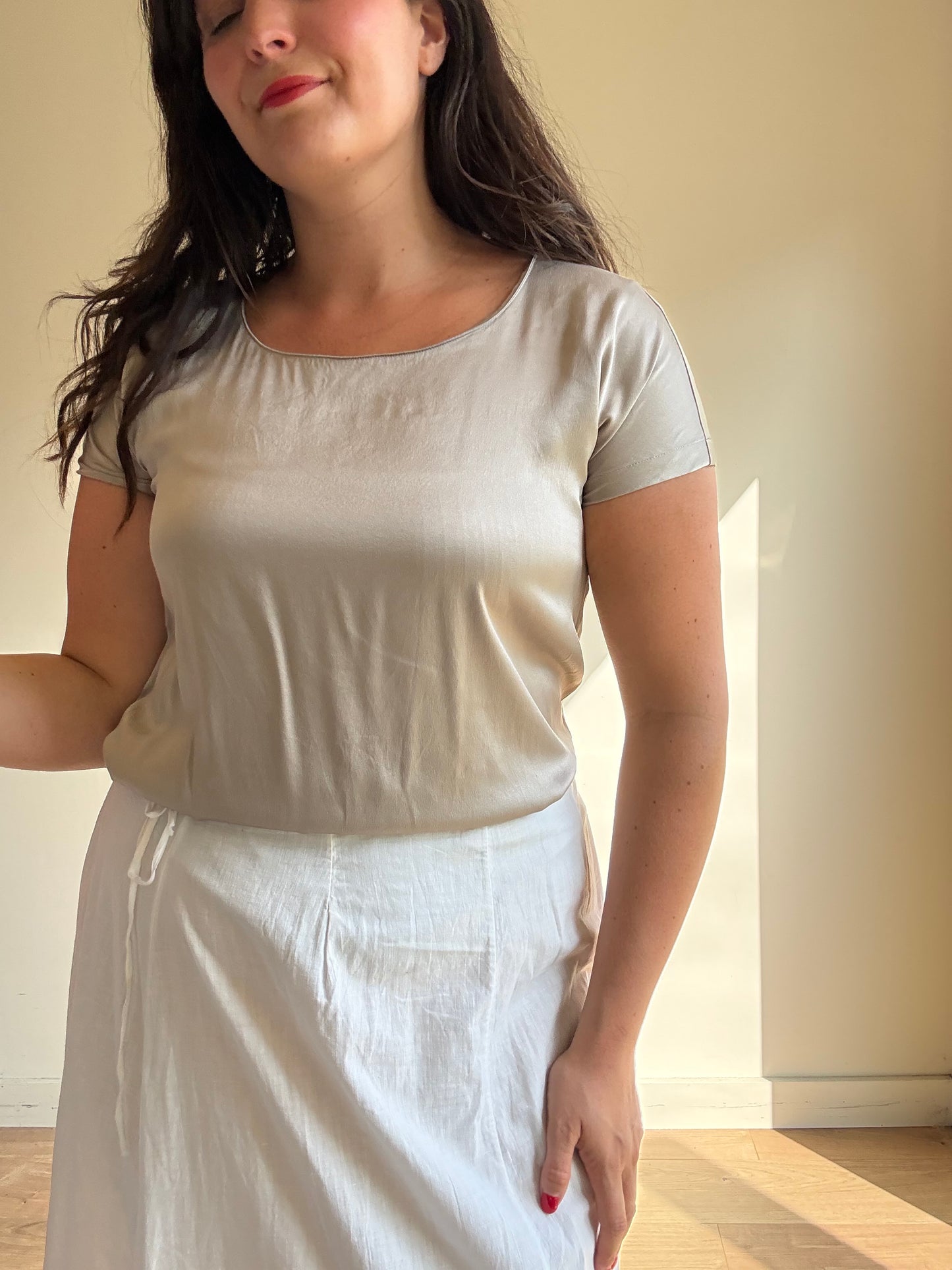 DKNY Silk T-Shirt Top, 8-10
