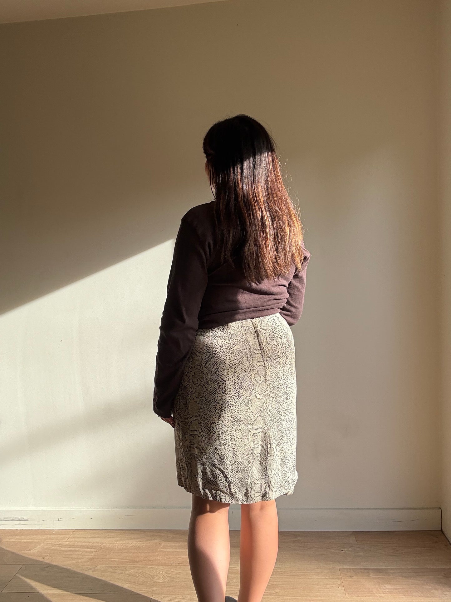 Vintage Snakeprint Straight Skirt, 12-14