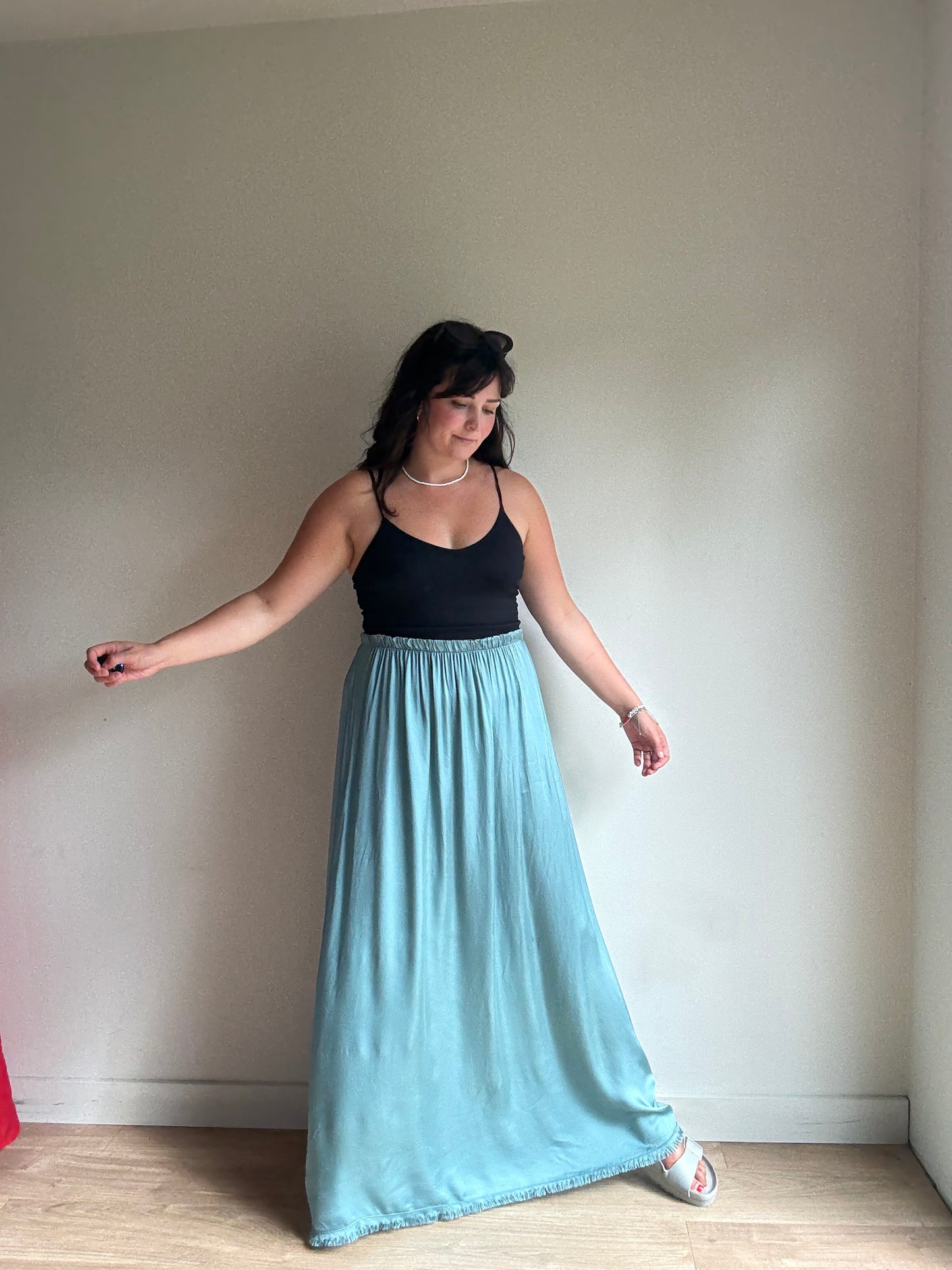 NEW Silk Mix Maxi Skirt, L/XL
