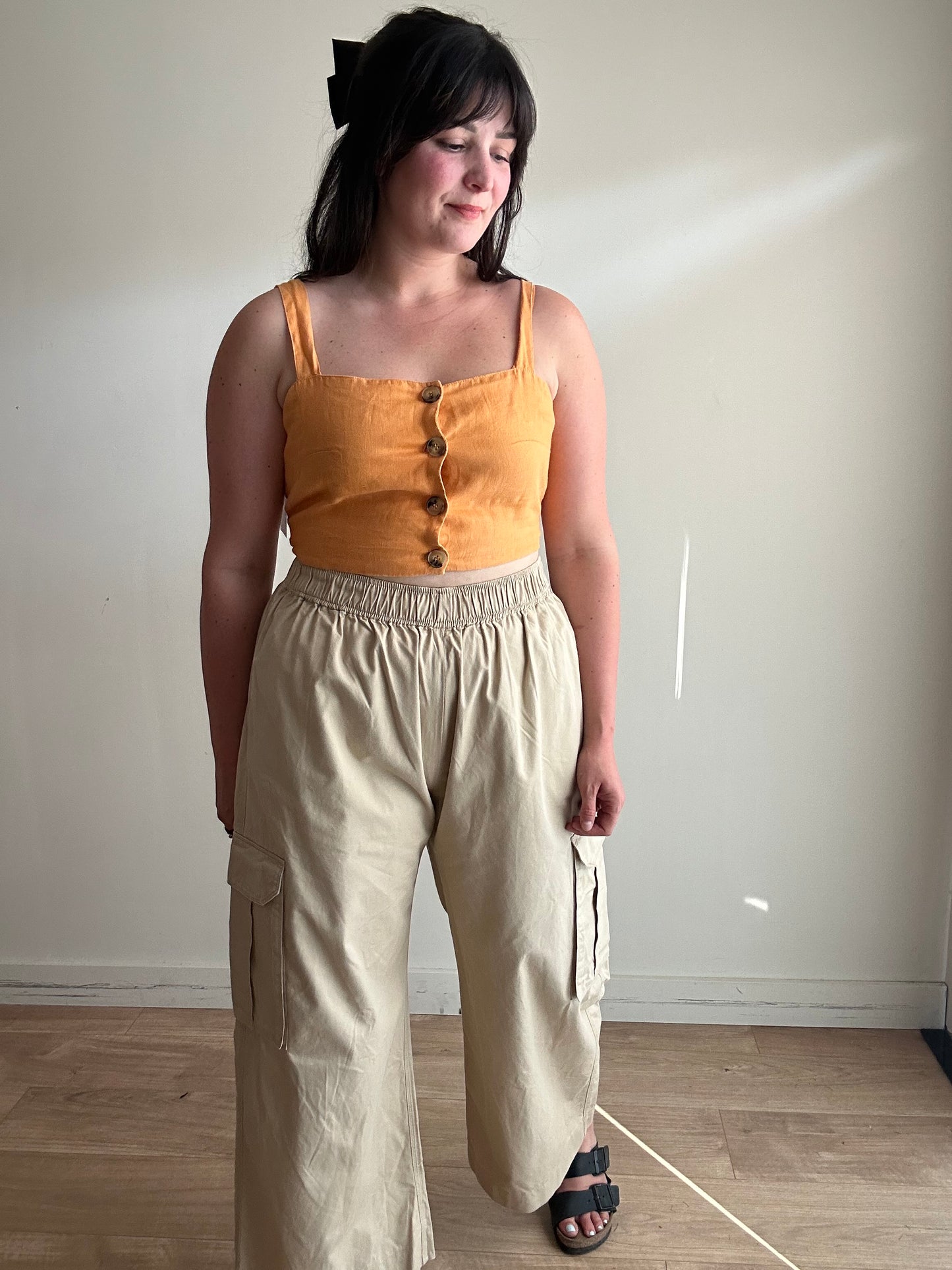 Bershka Linen Cropped Top, M