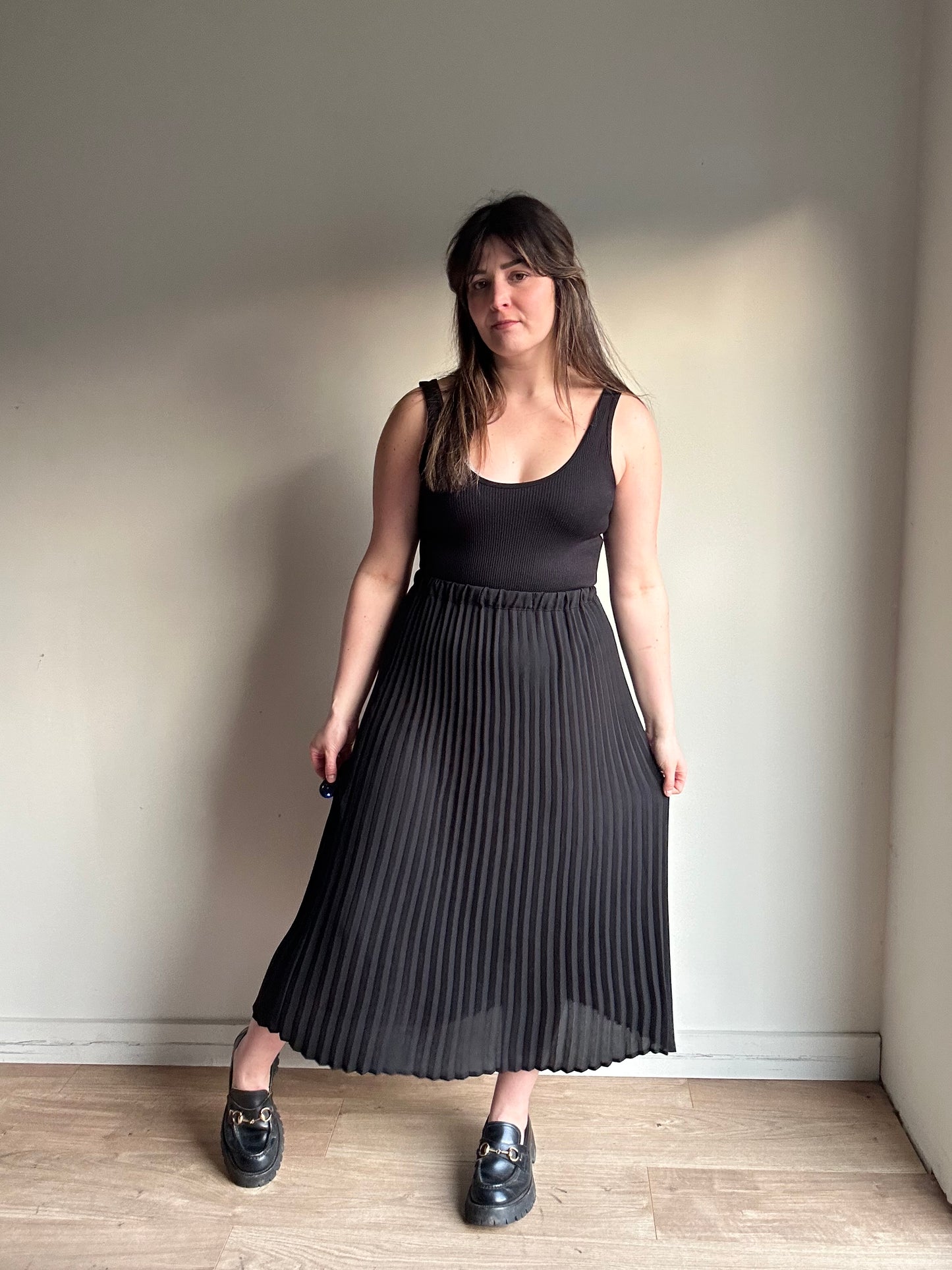 JUST Pleated Midi Skirt, L