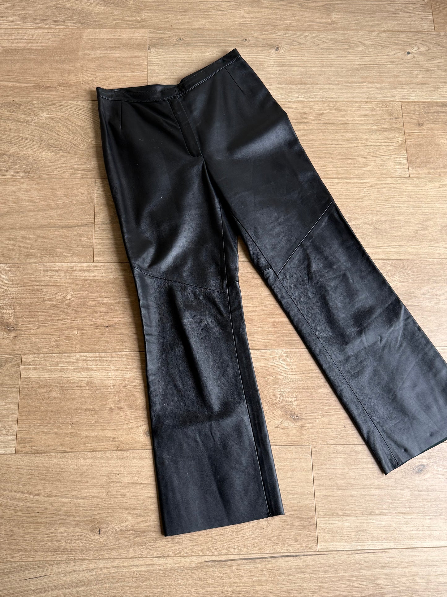 Marks & Spencer Vintage Leather Straight Leg Trousers, 10