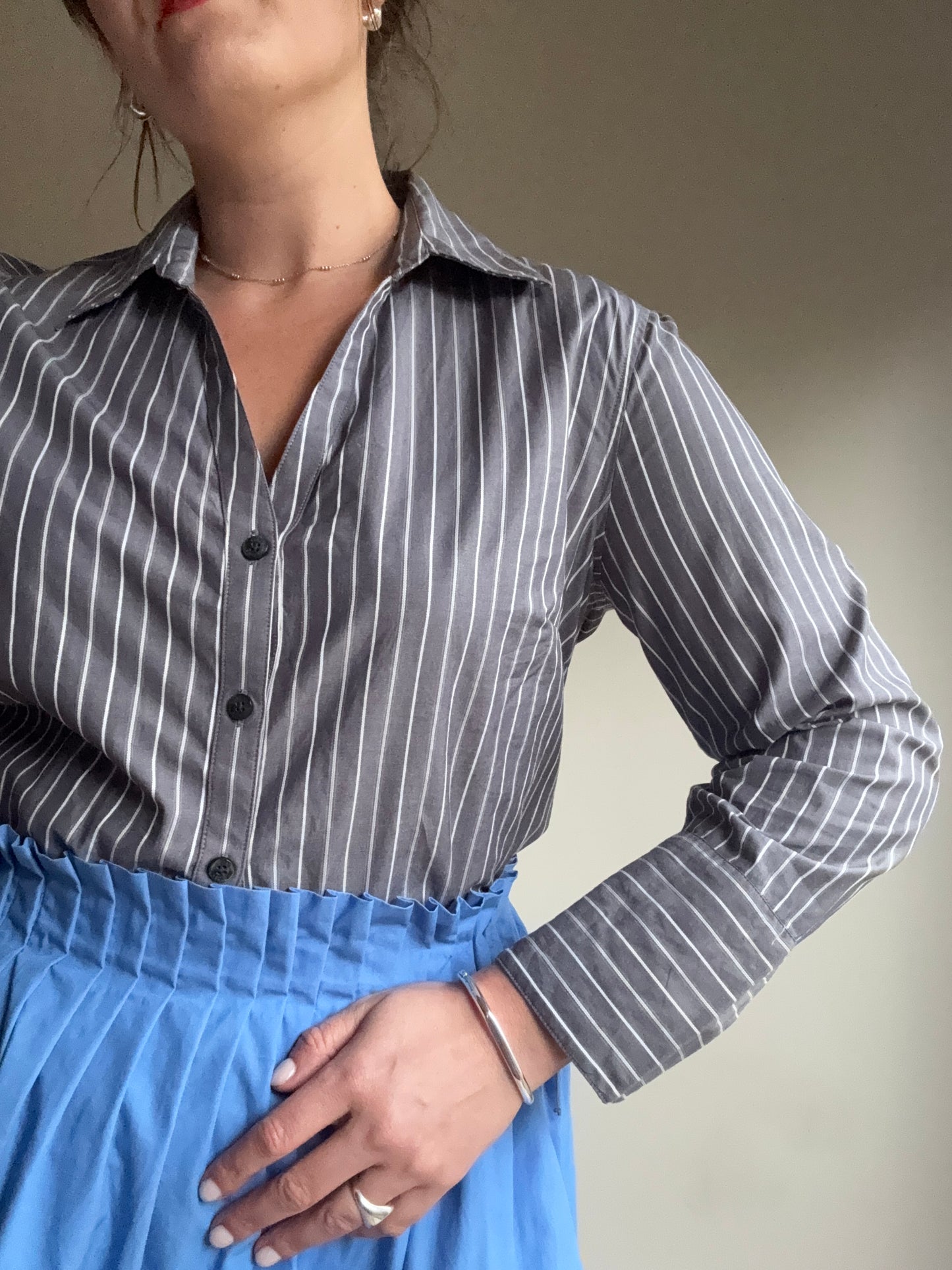 Jaeger Cotton Pinstripe Shirt, 12