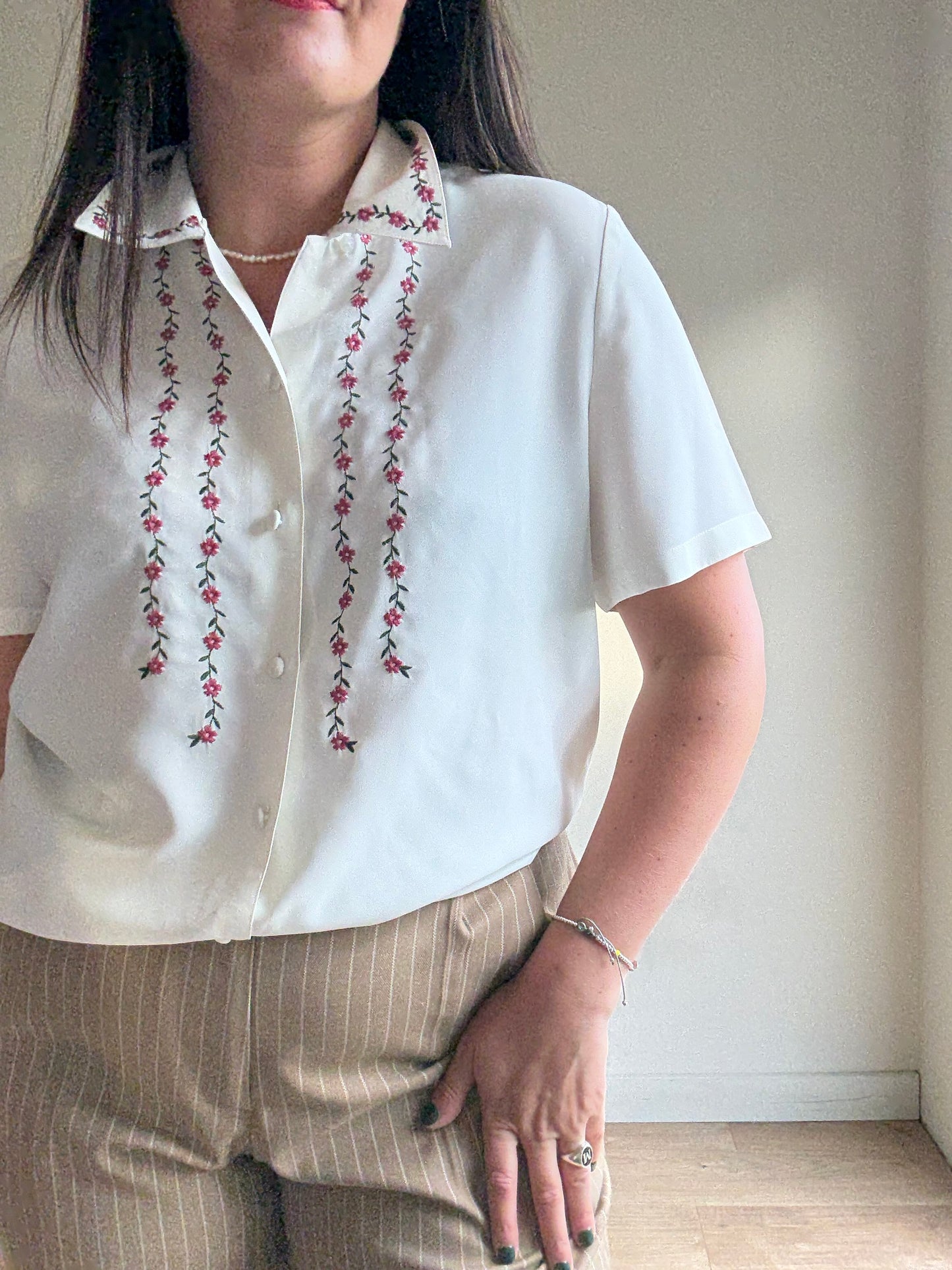 Vintage Eastex Embroidered Floral Shirt, 14