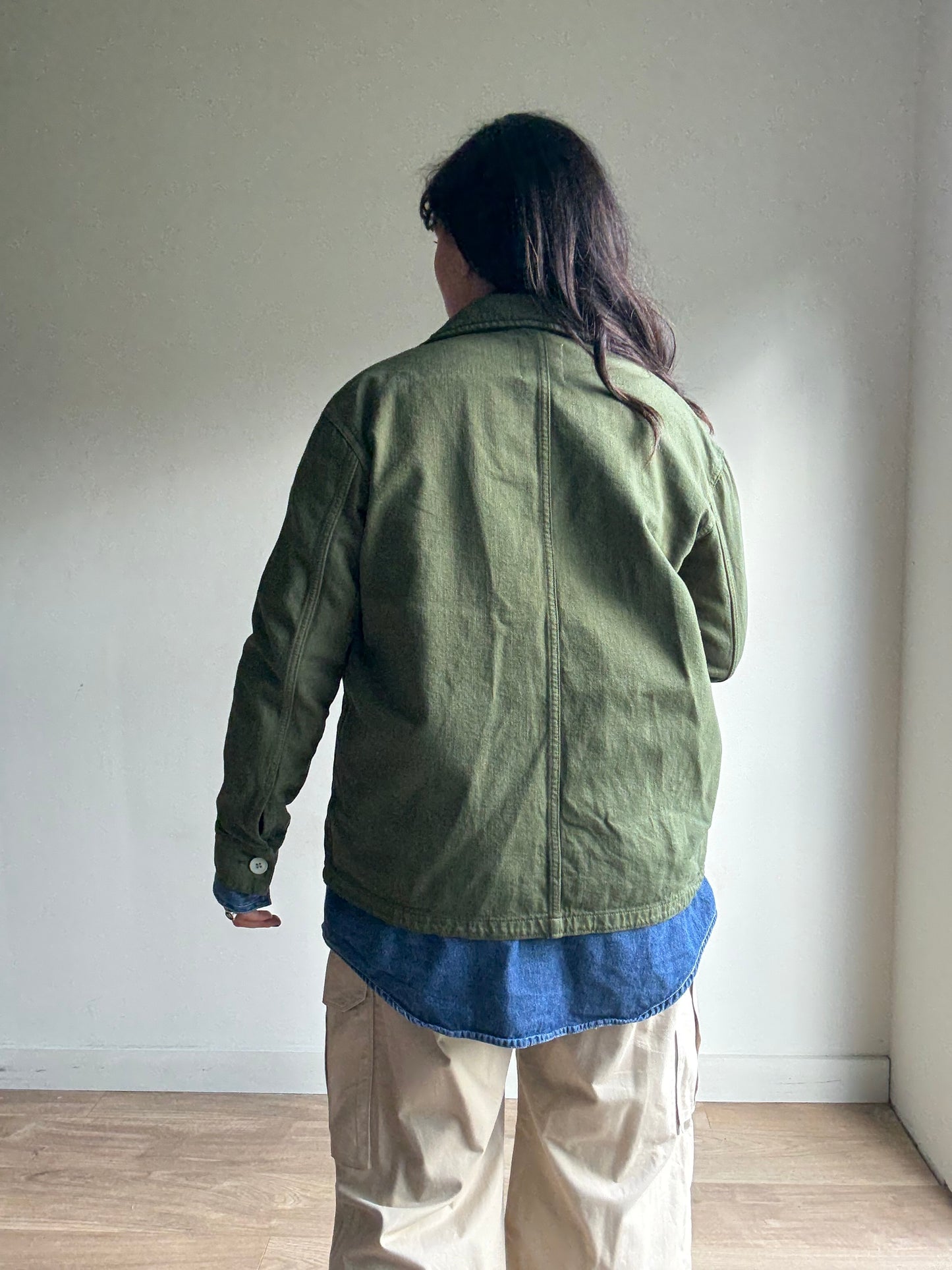 Green Zara Cotton Casual Jacket, S
