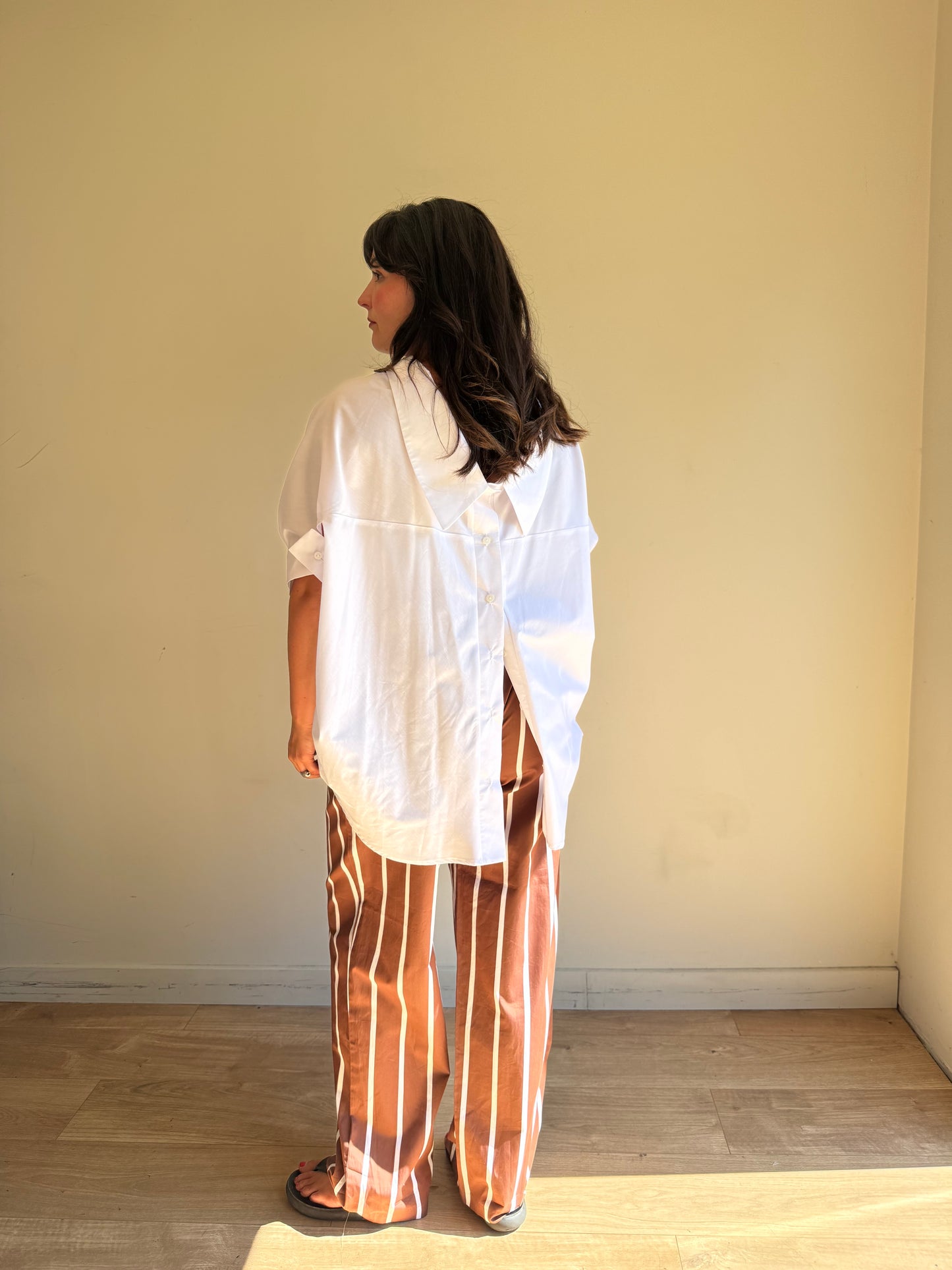 Mr Larkin Cotton Stripe Wide Leg Trousers, L