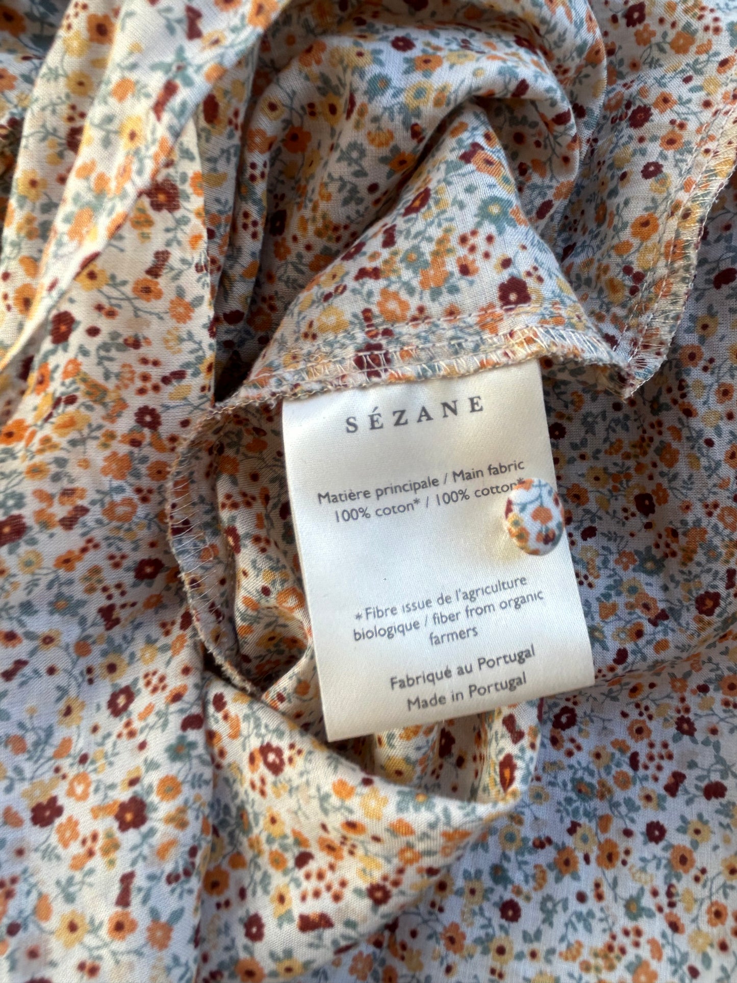 Sezane Emmy Frill Floral Blouse, 40