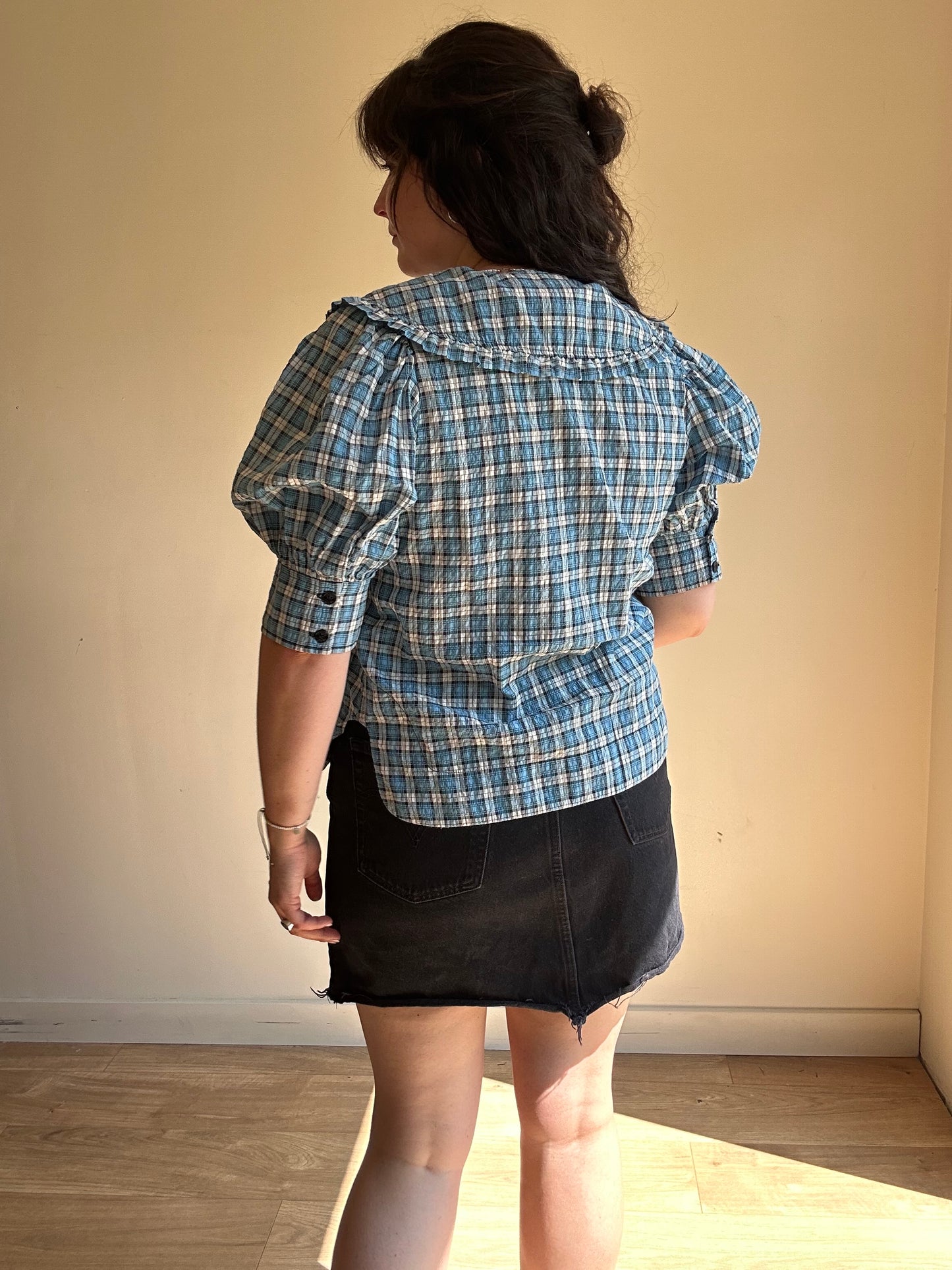 Ganni Check Collared Blouse, 40