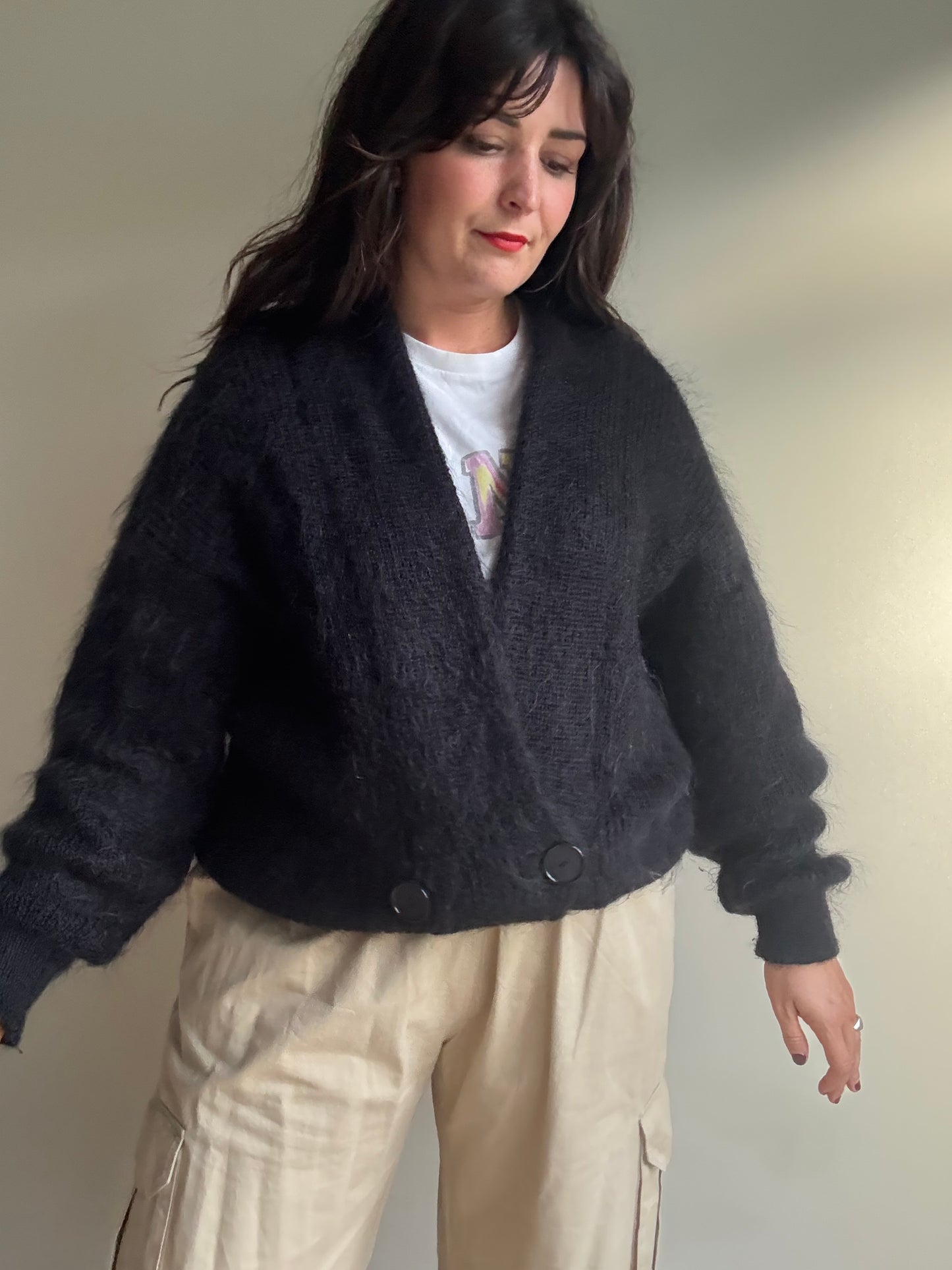 Vintage Miss Sparks Mohair 80's Cardigan, L/XL
